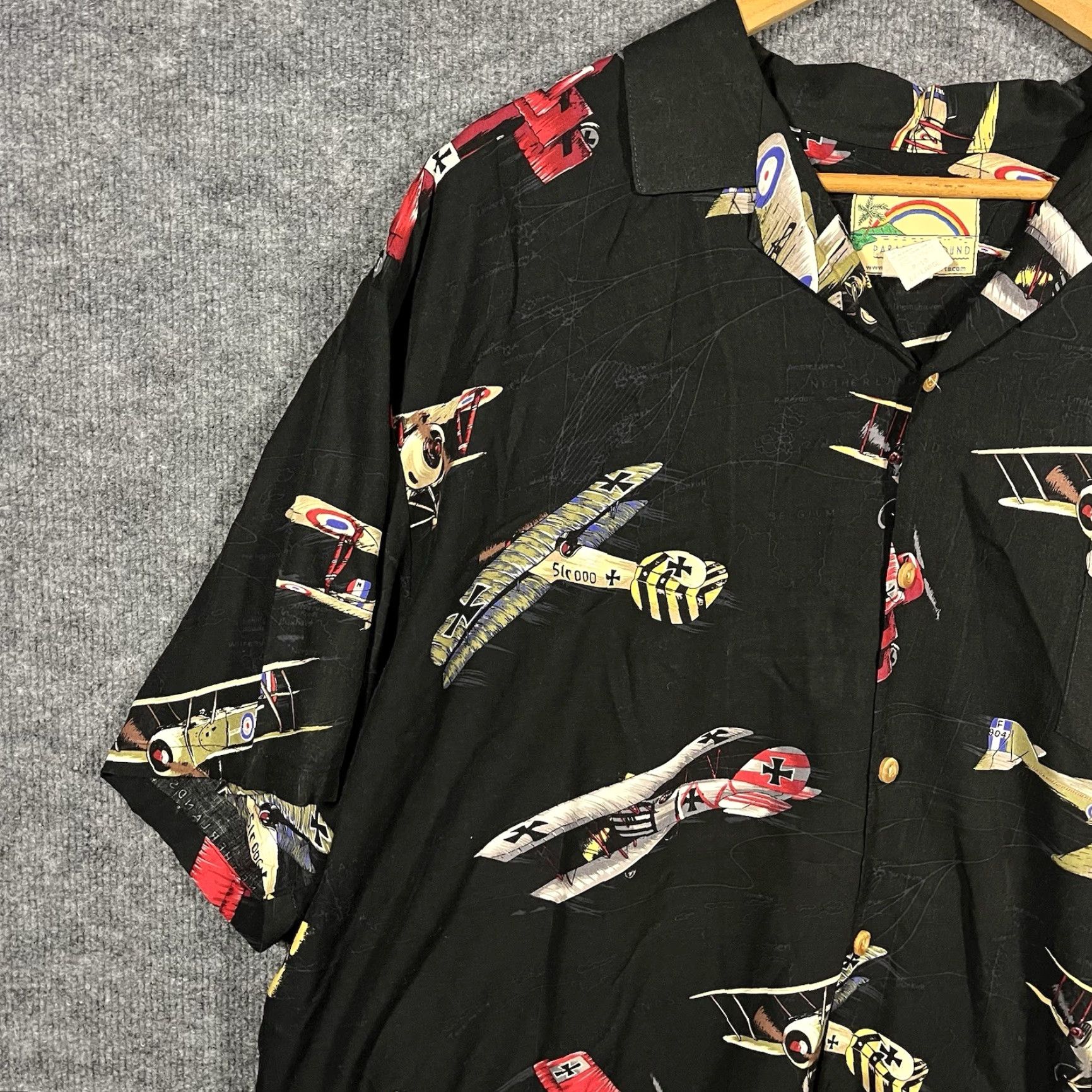 Paradise Found Paradise Found Vintage Hawaiian Shirt Mens 2XL Fighter Pilot Jet Plane Military Paradise Found Brand Vintage Size US XL / EU 56 / 4 - 3 Thumbnail