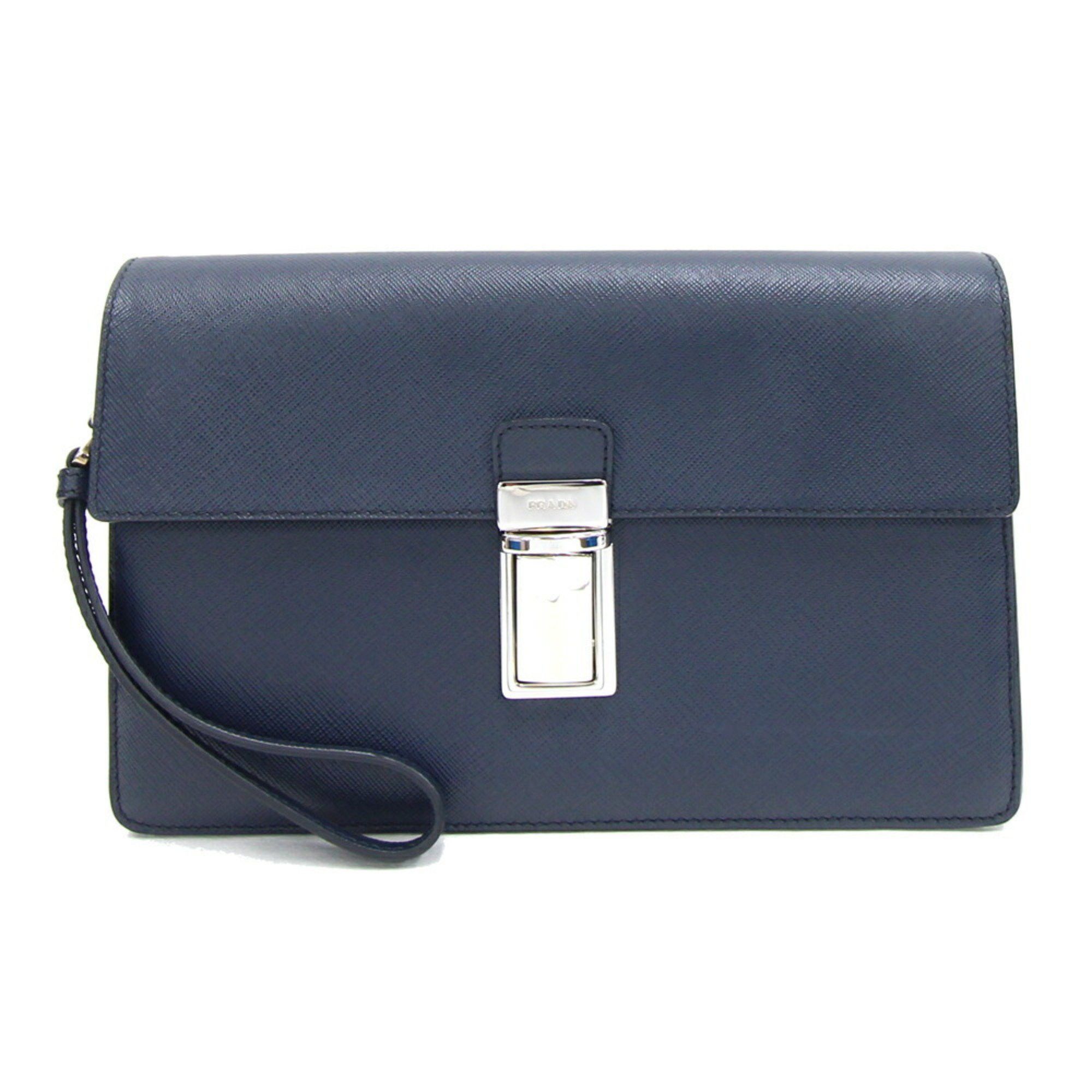 Prada Prada Clutch Bag VR0092 Navy Leather Second Men's PRADA Size ONE SIZE - 1 Thumbnail