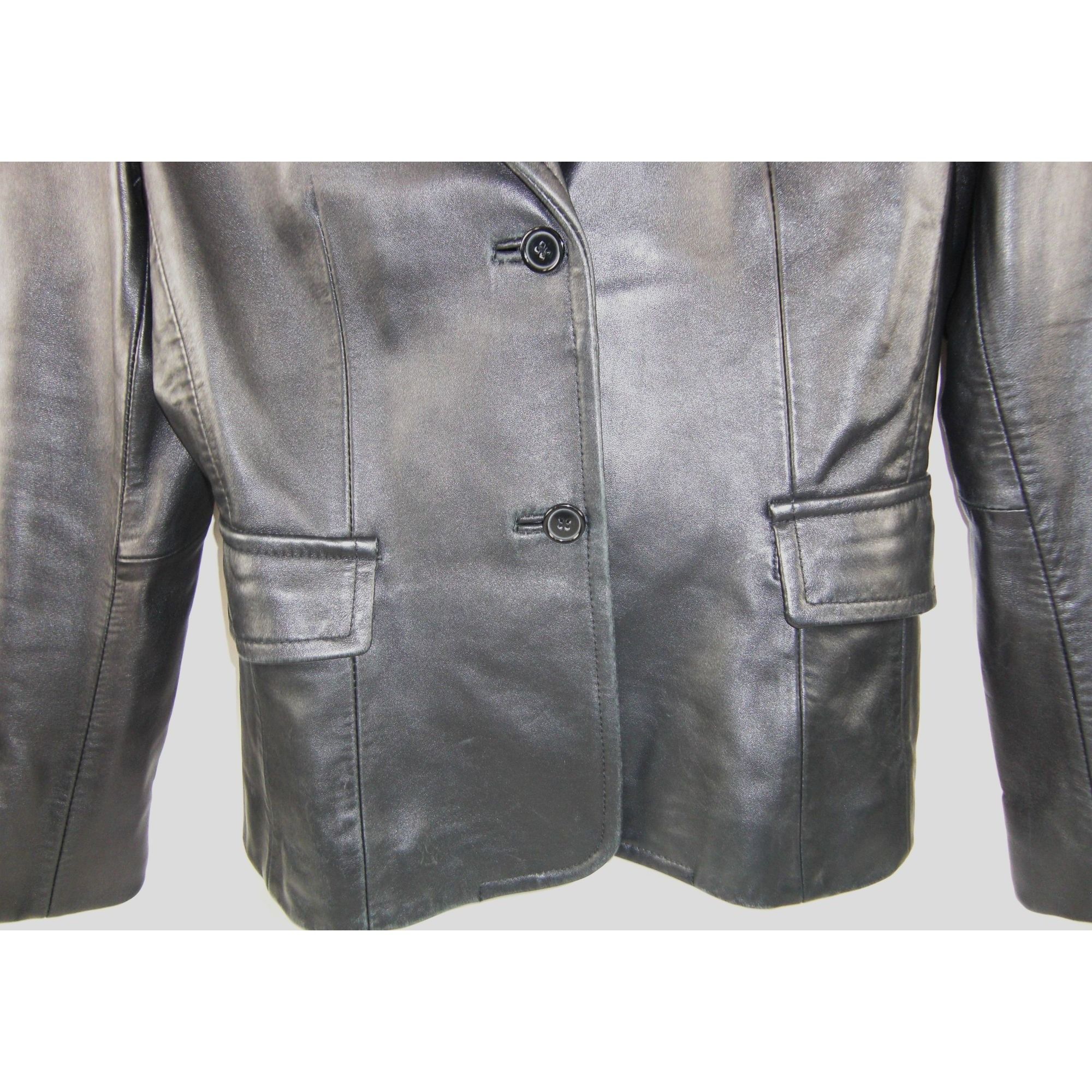Other Leather Jacket Women’s Size M Soft Lambskin Collared Black Z Size M / US 6-8 / IT 42-44 - 3 Thumbnail