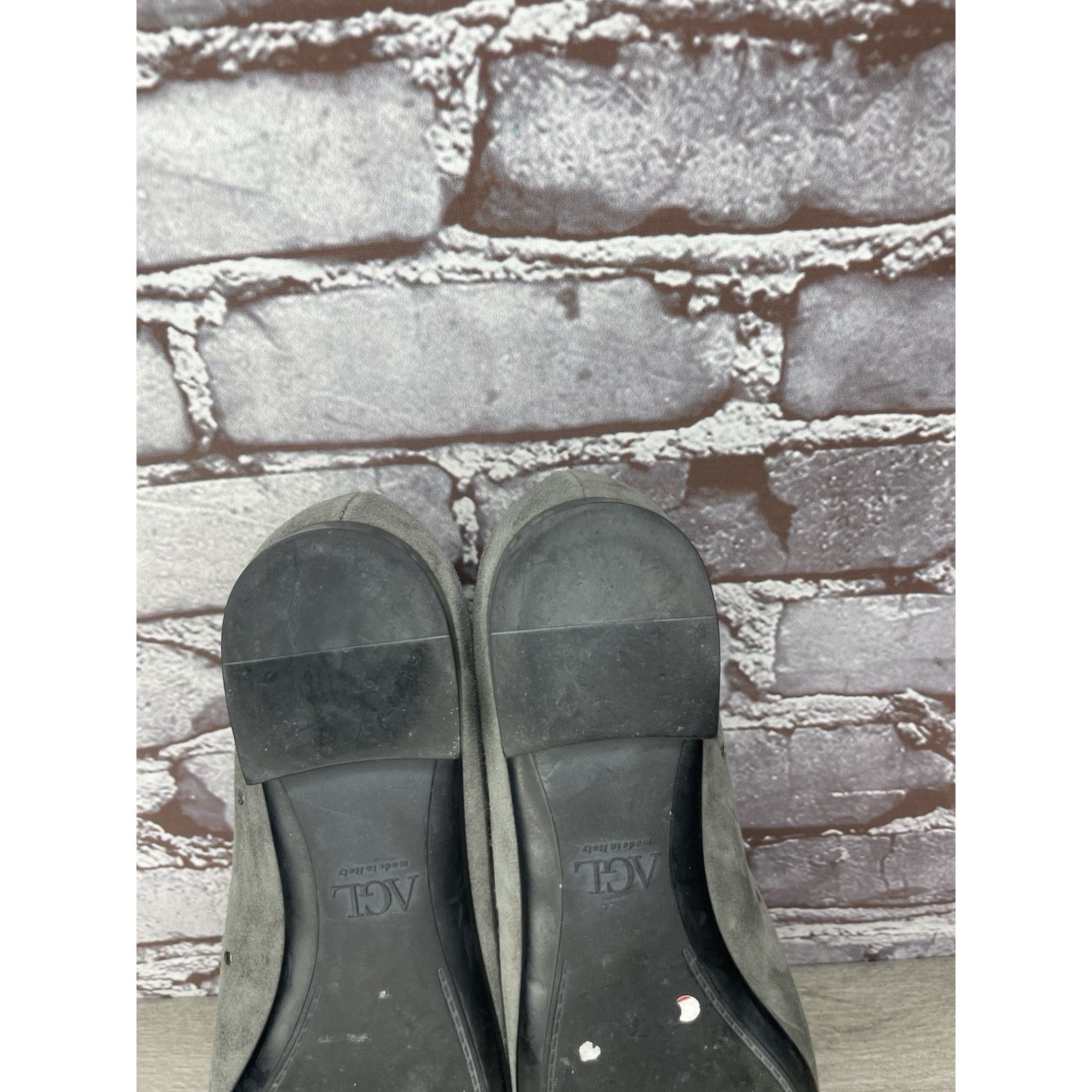 AGLINI AGL Grommet Gray Suede Leather Studded Pointed Toe Flats Wom Size US 7.5 / IT 37.5 - 14 Thumbnail