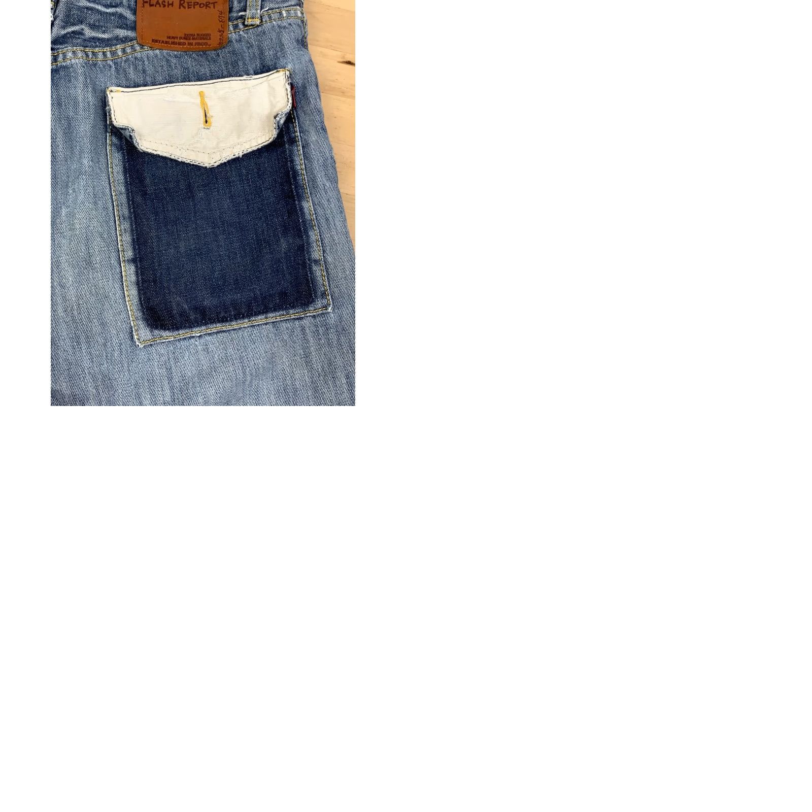 Denime Flash Report Denim Shorts Mens M Blue 5-Pocket Design Distressed Pockets Jorts Japanese Streetwear 12091 Size US 31 - 9 Thumbnail