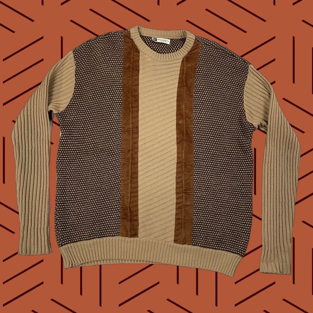 Vintage VINTAGE Bachrach Italy Suede Accents Pullover Sweater Brown Size XL Men's Size US XL / EU 56 / 4 - 1 Thumbnail
