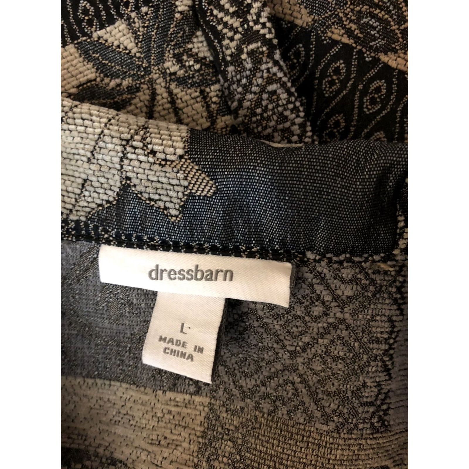 Vintage Dressbarn Jacket L Gray/Taupe Zip Up Collar boho Patchwork Tapestry 2000s Y2K Women Size L / US 10 / IT 46 - 4 Thumbnail