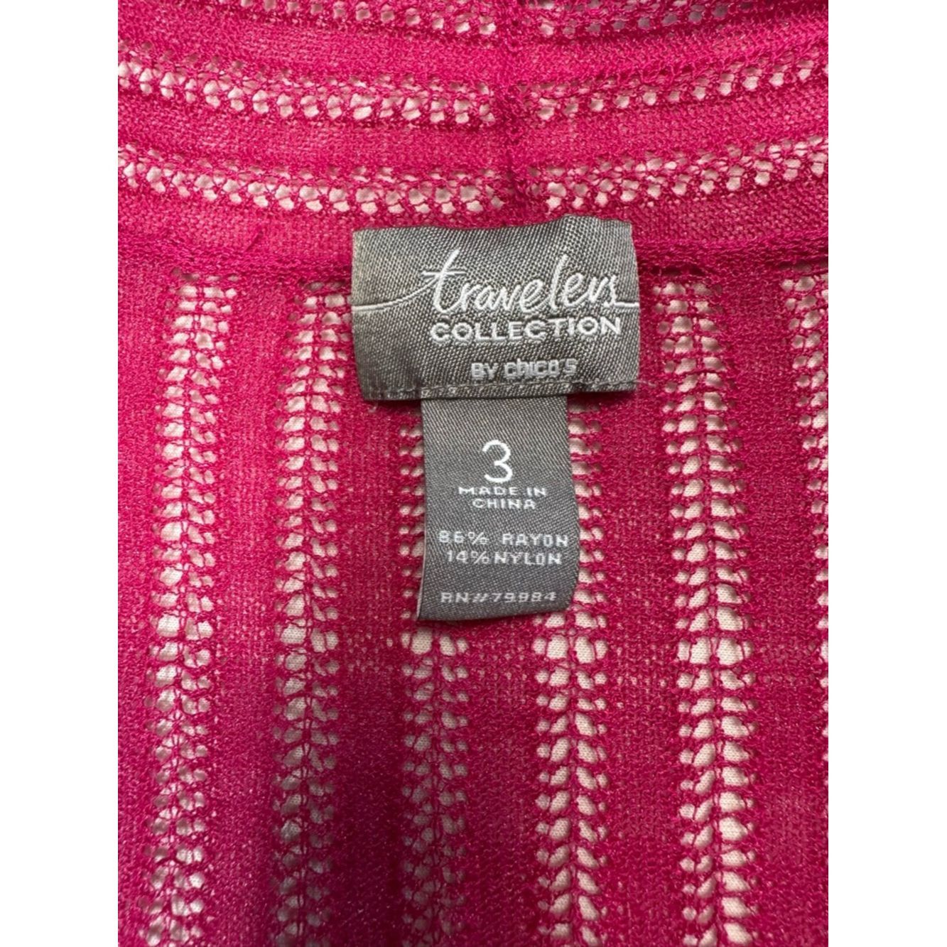 Chicos Chico's Travelers Ribbed Open Front Fuchsia Cardigan Size 3 Size XL / US 12-14 / IT 48-50 - 6 Thumbnail