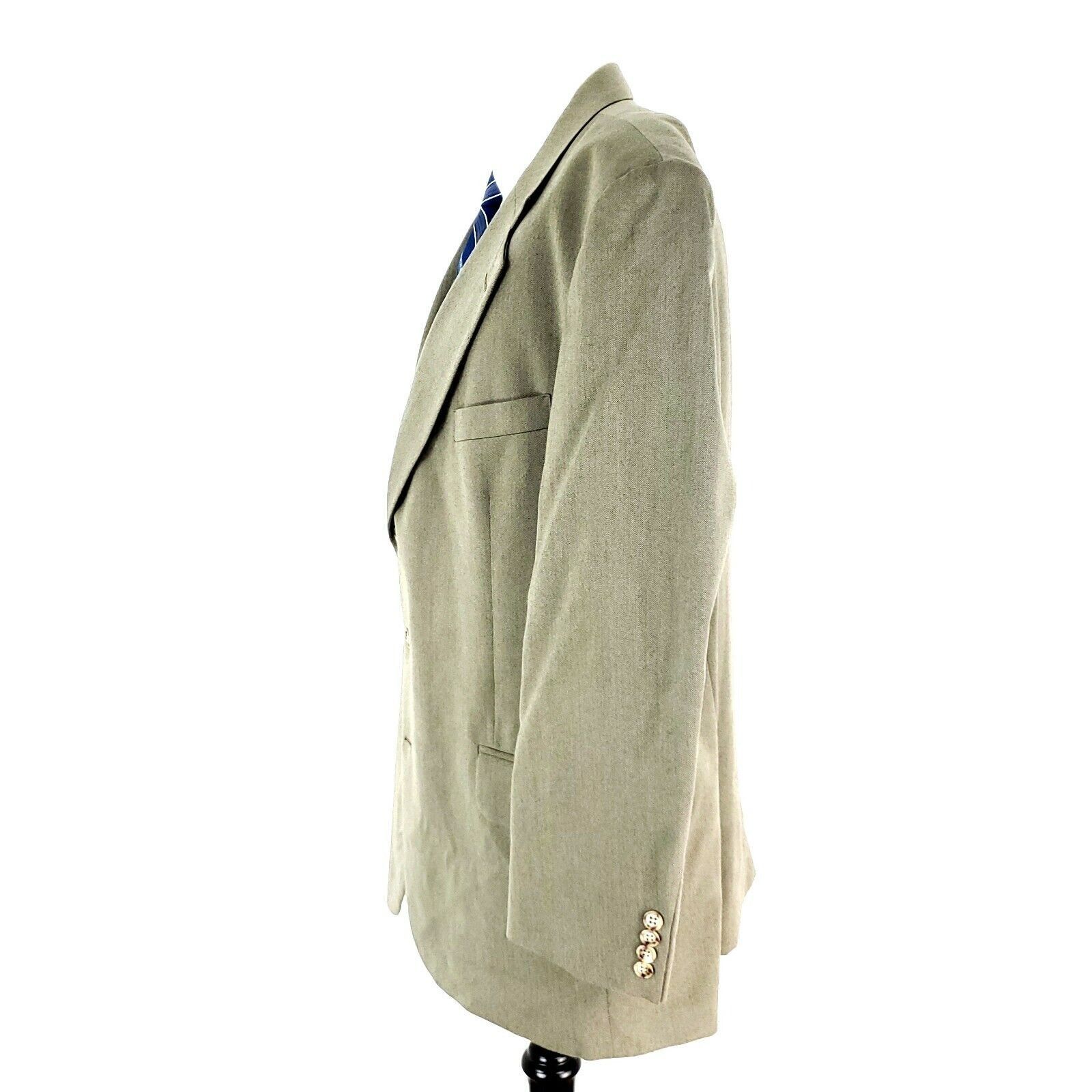 Oscar De La Renta Oscar De La Renta Wool 2 Button Blazer 46R Tan Herringbone S Size 46R - 5 Thumbnail