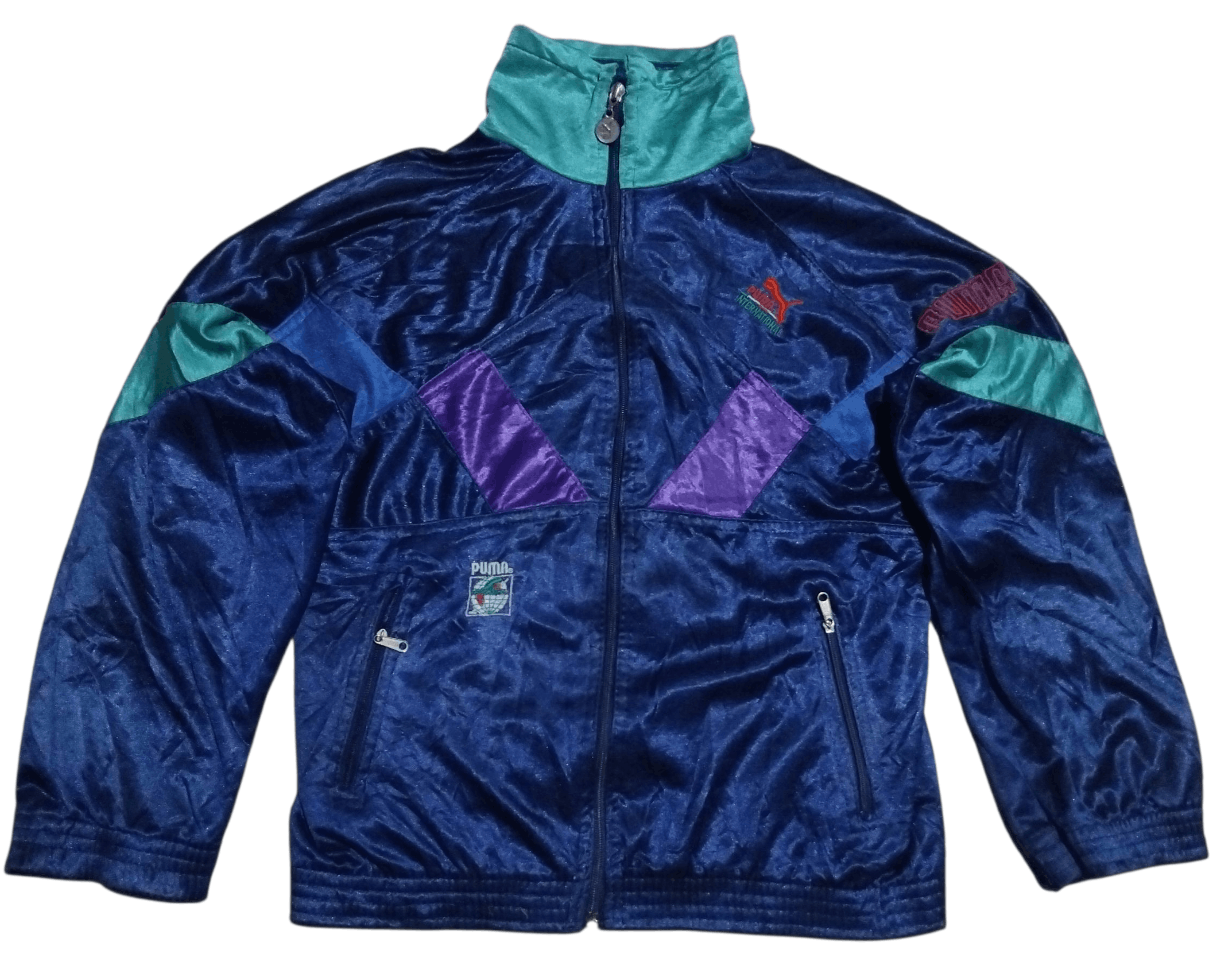 VINTAGE 80s PUMA INTERNATIONAL Color Block Track Jacket