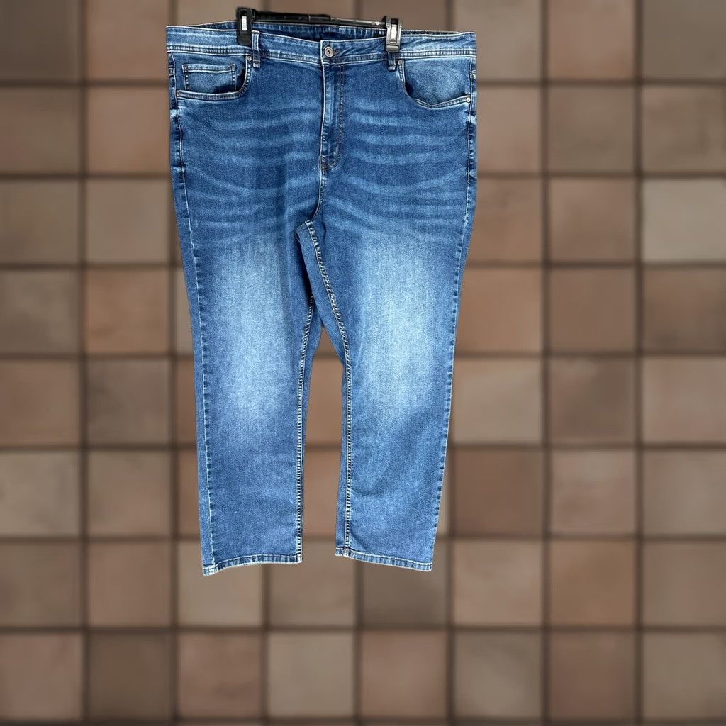 Denime the perfect jean nyc Jeans Men 44x30 Athletic Fit Stretch Straight Blue Denim 5-Pocket Zip Button Closure Regular Size Mens Size US 44 / EU 60 - 1 Thumbnail