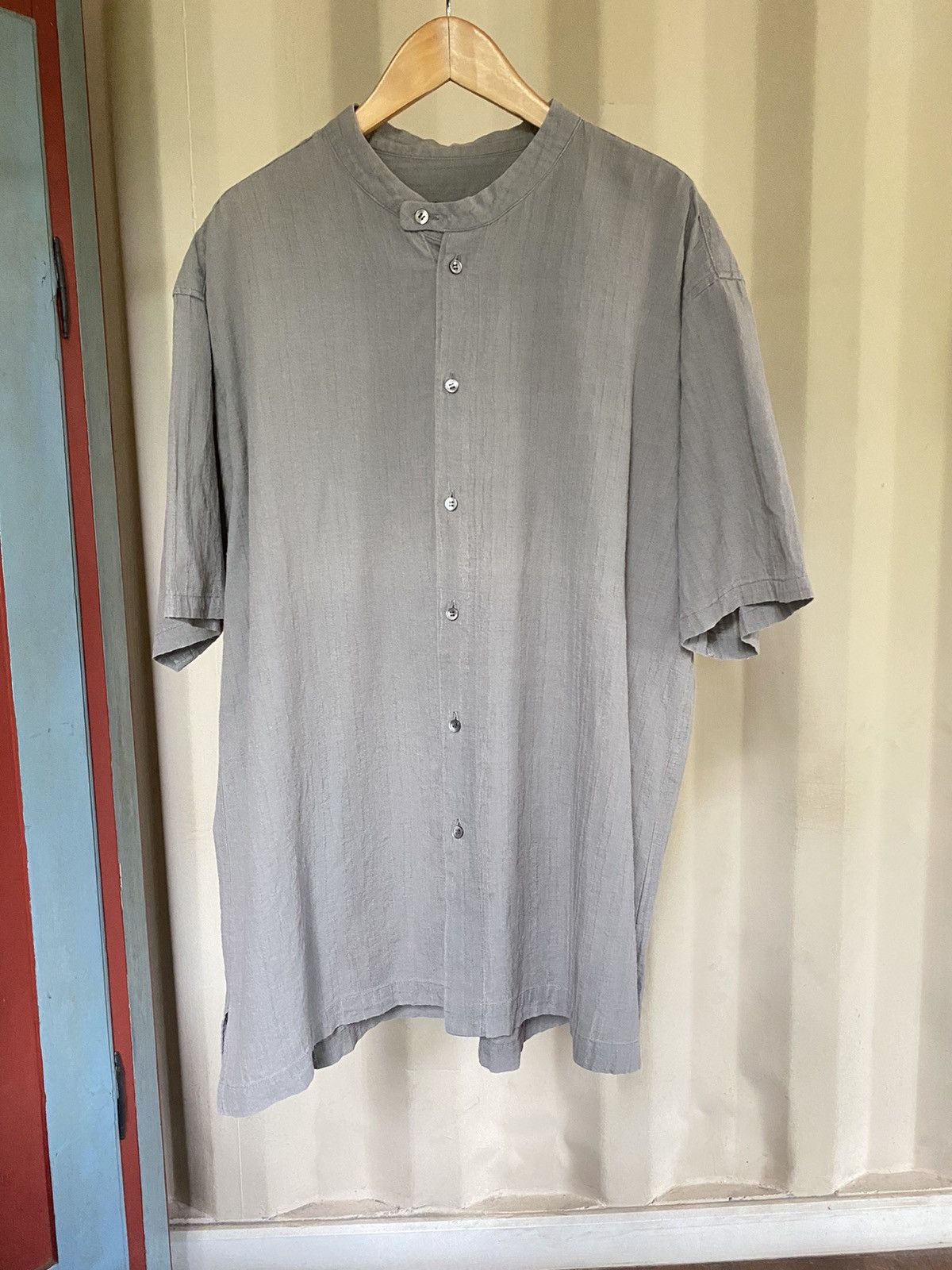 Tete Homme TETE HOMME short-sleeved mandarin collar shirt gray Size US L / EU 52-54 / 3 - 11 Thumbnail