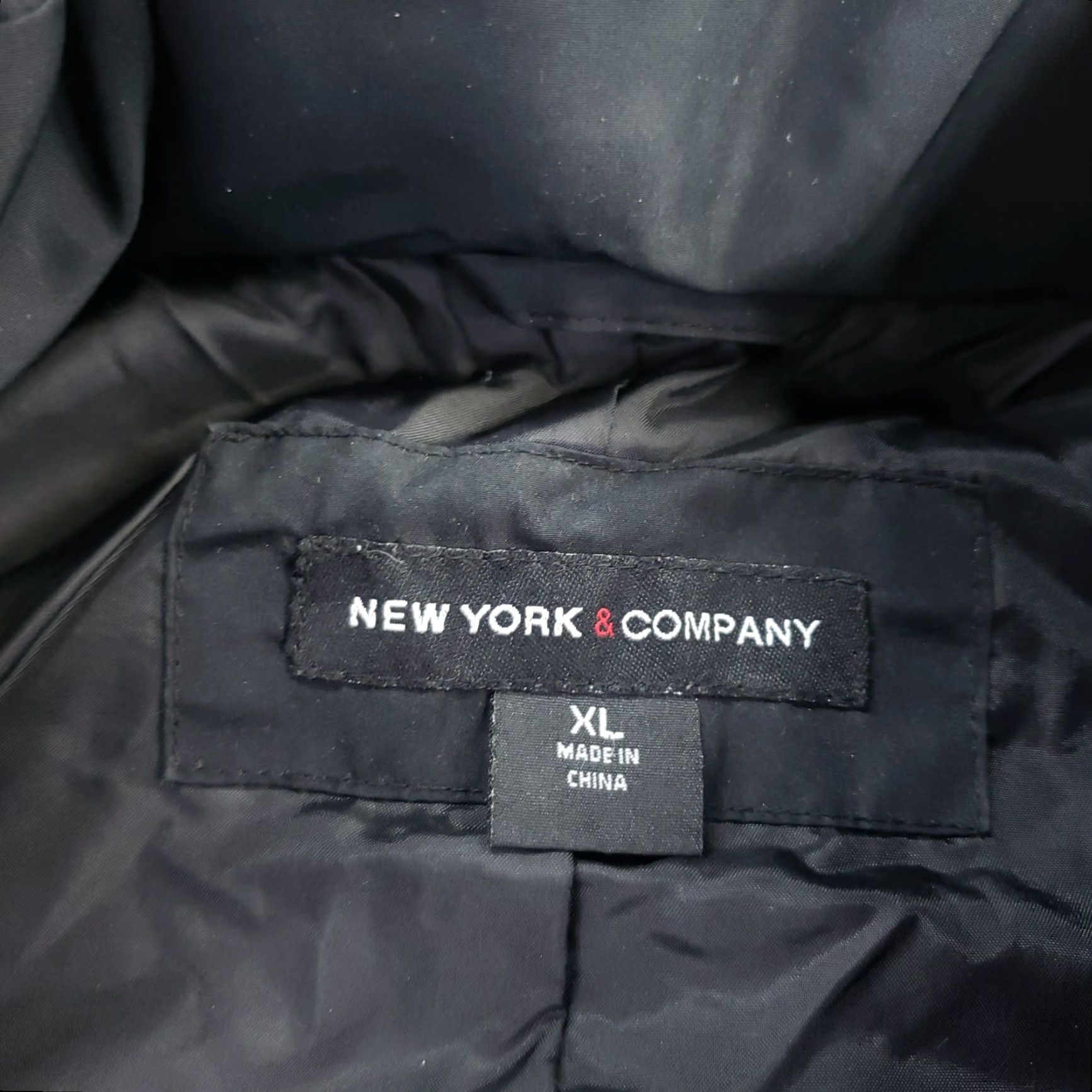 Vintage New York Company Womens Puffer Jacket XL Extra Large Black Full Zip Faux Fur Hood Size XL / US 12-14 / IT 48-50 - 7 Thumbnail