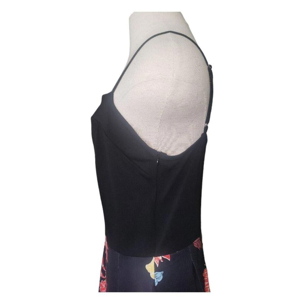Designer CT1451 Yathon Black Floral Spaghetti Strap Dress Size L / US 10 / IT 46 - 7 Thumbnail