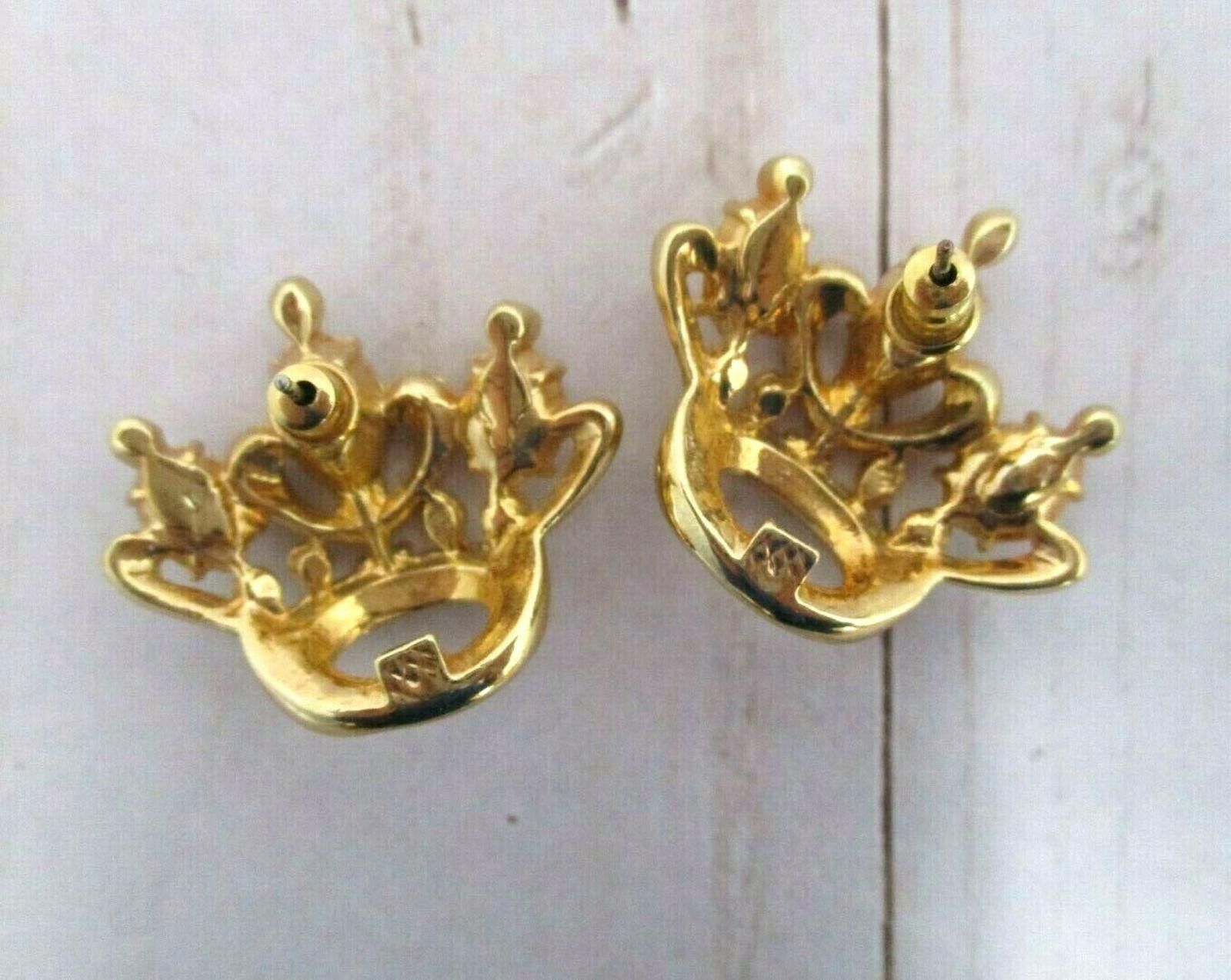 The Unbranded Brand Rhinestone Crown Earring Pierced Ears Gold Tone large Size ONE SIZE - 4 Thumbnail