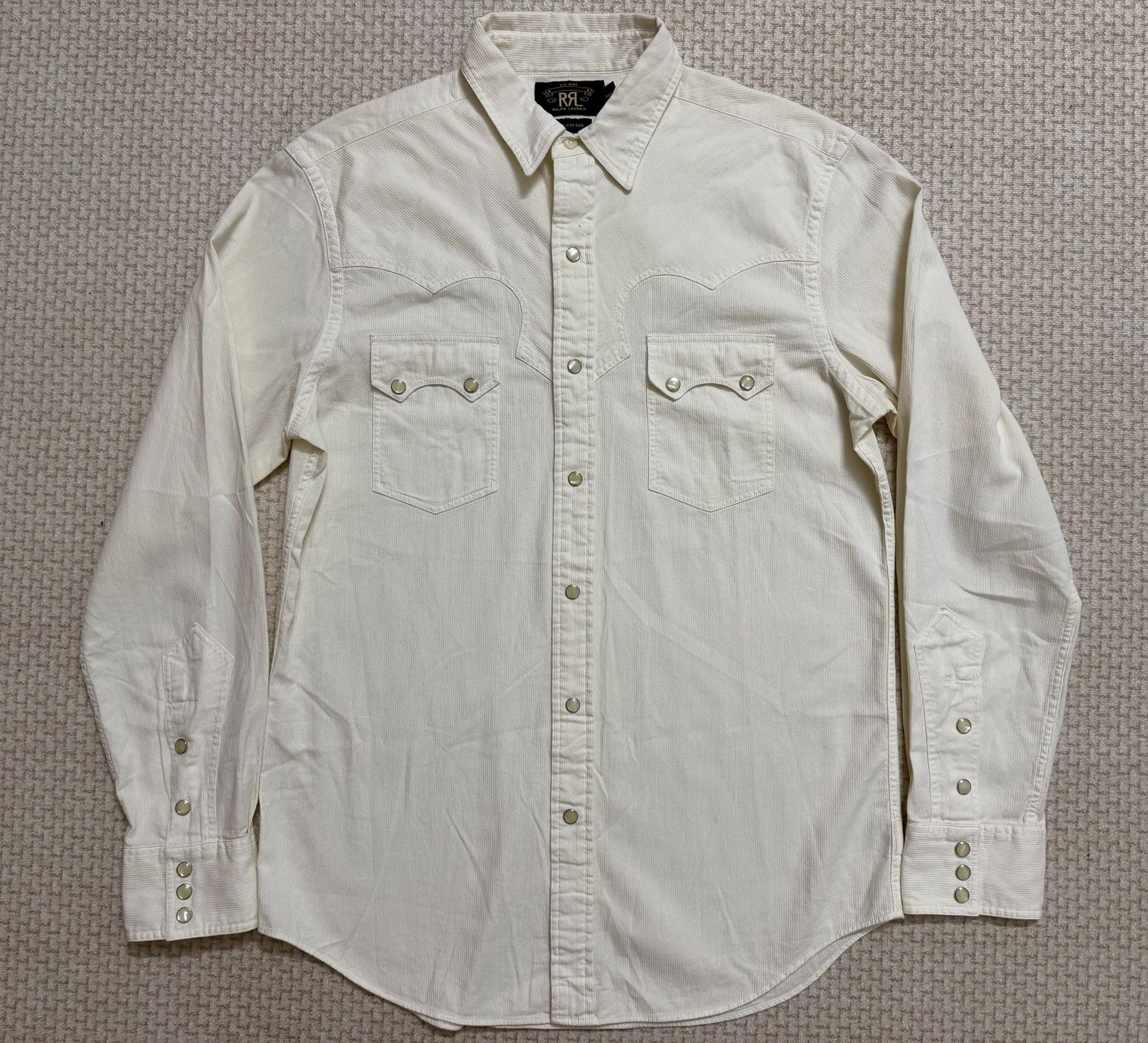 RRL Ralph Lauren RRL Vintage Depp Style White Corduroy Western Shirt Size US M / EU 48-50 / 2 - 1 Thumbnail