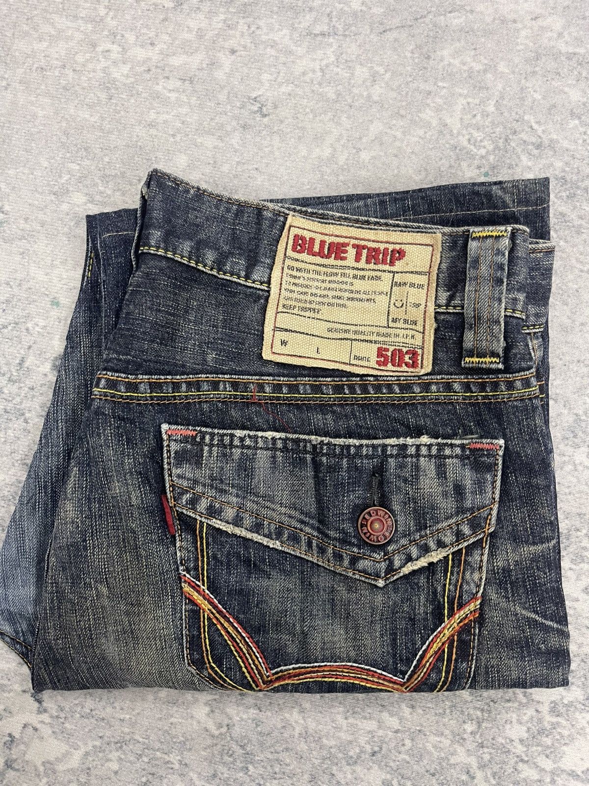 Edwin Flare Jeans Edwin 503 Blue Trip Boot Cut Low Rise Denim Size US 34 / EU 50 - 24 Thumbnail
