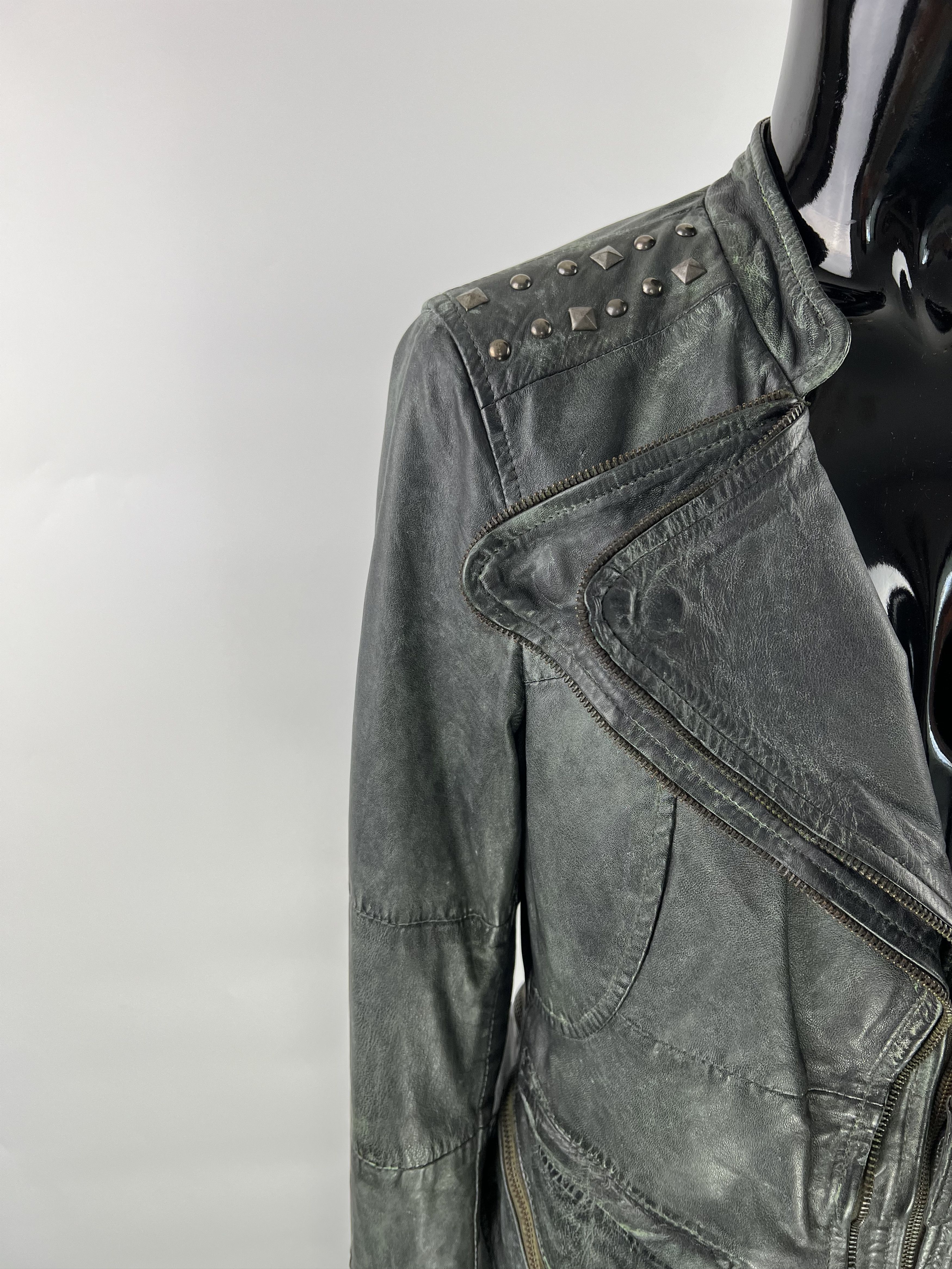Designer Maze Women's Leather Biker Jacket Size L Size L / US 10 / IT 46 - 4 Thumbnail