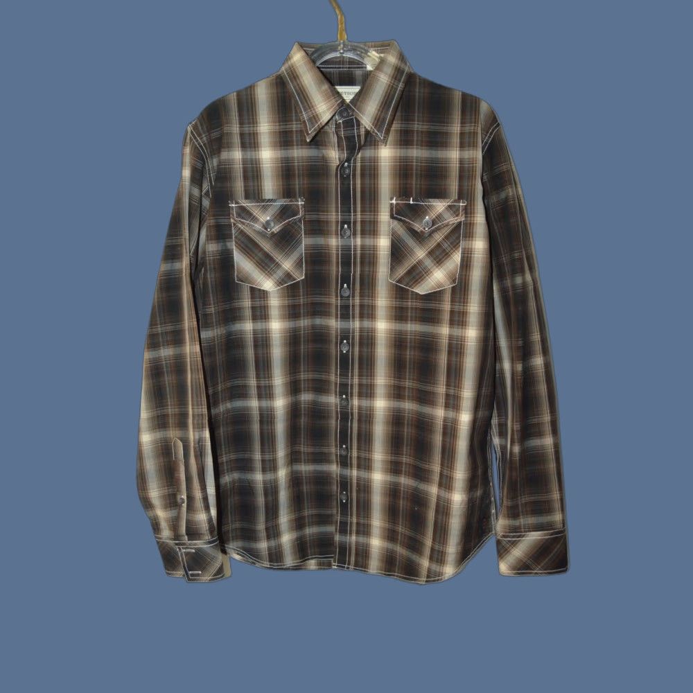 Stetson Stetson Western Shirt Mens XL L/S Button Plaid Brown Cotton Embroidered Button-Up Casual Size US XL / EU 56 / 4 - 1 Thumbnail