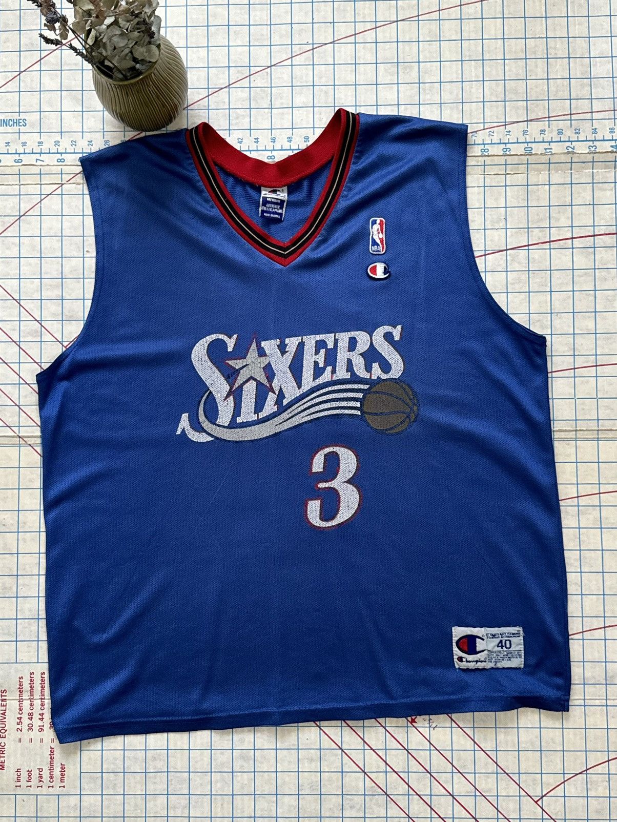 Hot Vintage 90’s Philadelphia Sixers Allen Iverson Champion Jersey