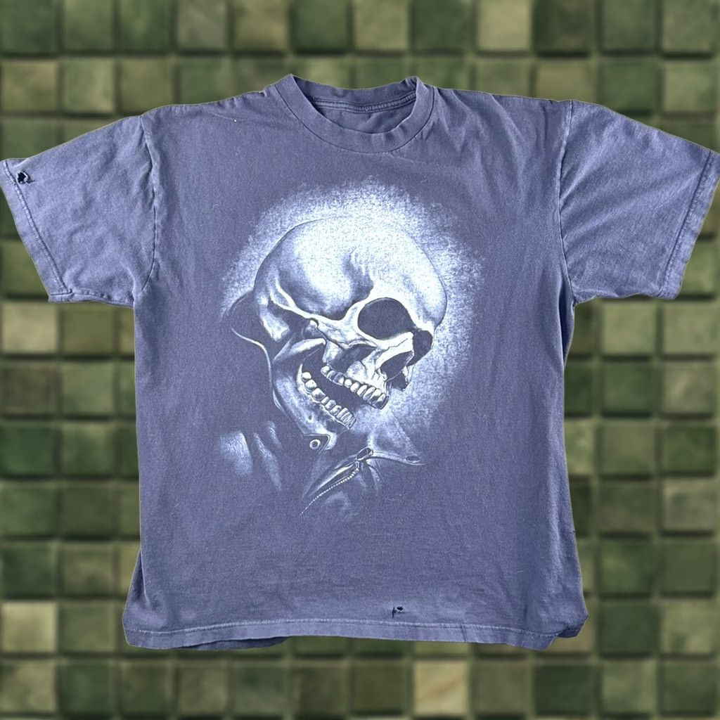 Vintage VINTAGE Marvel Ghost Rider Skull T Shirt Mad Engine Biker XL Faded Black 90s Mens Size US XL / EU 56 / 4 - 1 Thumbnail