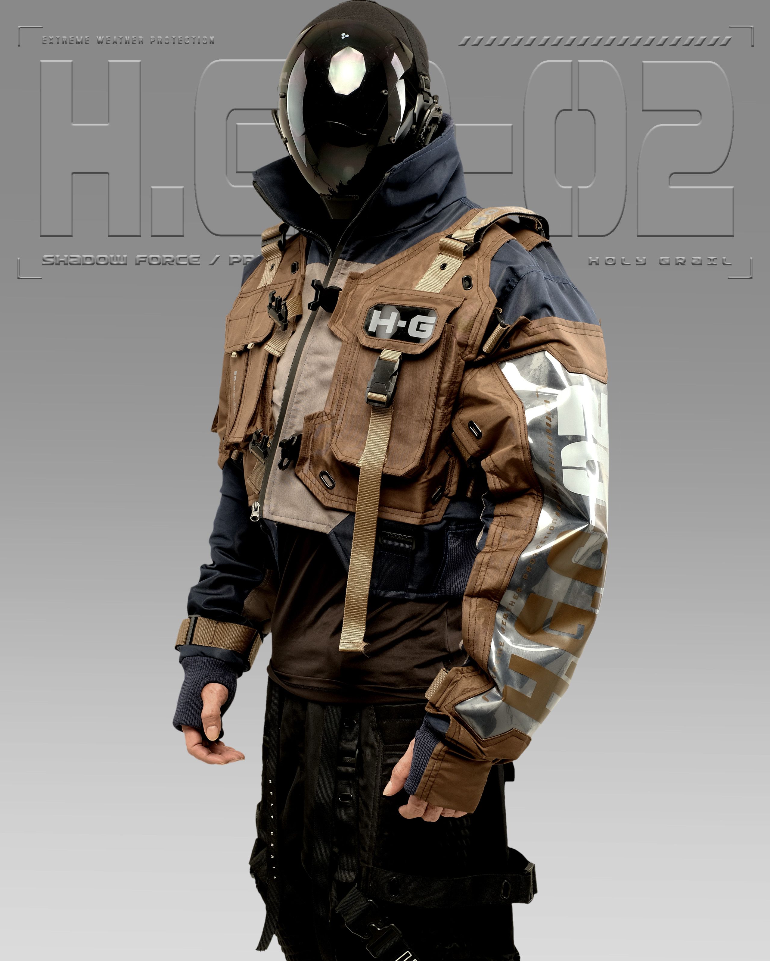 Hi Tec H-G JACKET CROP "SHADOW FORCE" TECHWEAR CYBERPUNK HOLYGRAIL Size US L / EU 52-54 / 3 - 9 Thumbnail