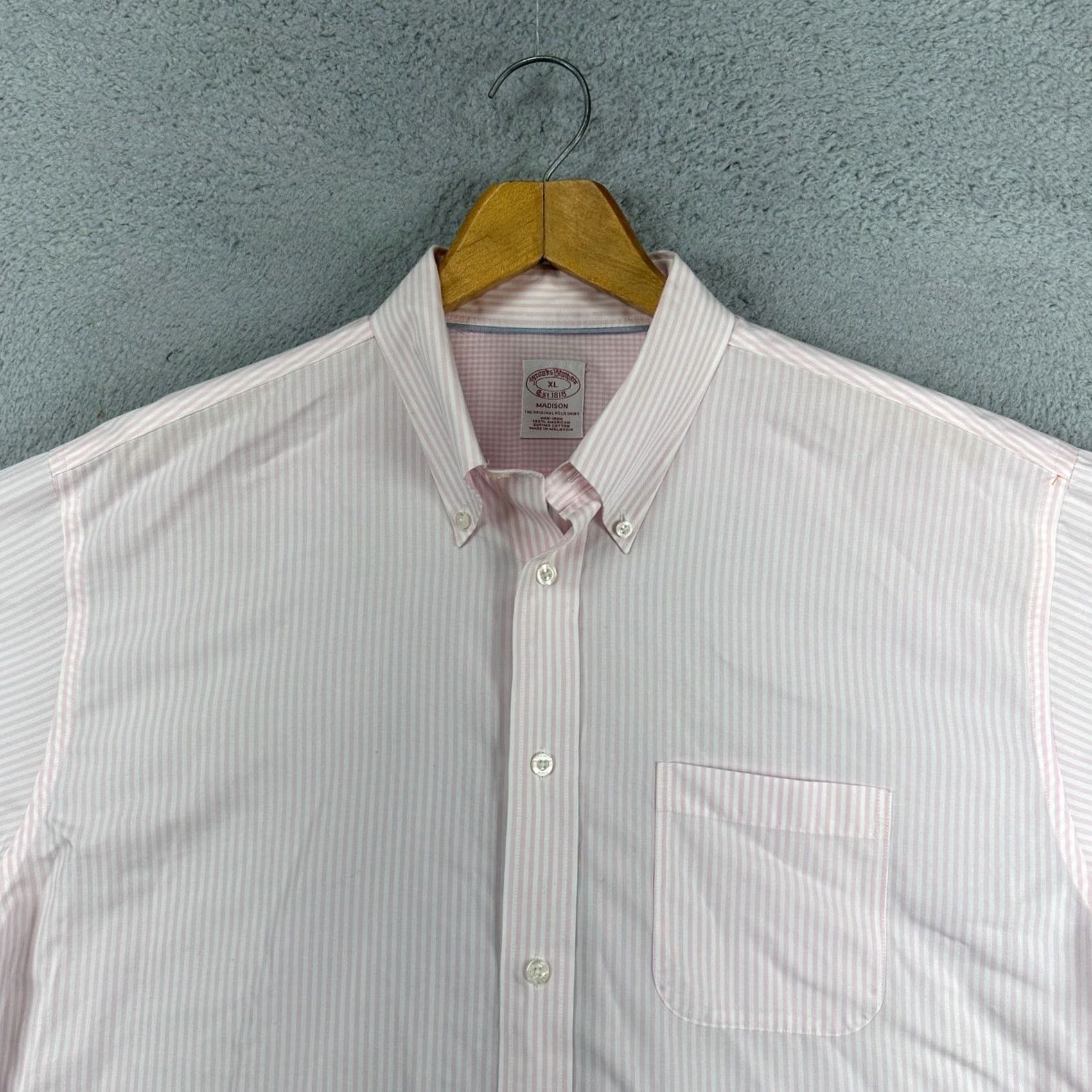 Brooks Brothers VINTAGE Brooks Brothers Madison Mens Button Down Shirt XL Pink Striped Supima Cotton Size US XL / EU 56 / 4 - 2 Thumbnail