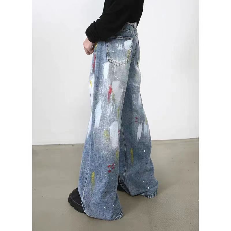 Japanese Brand × Jean Men's American street style ink-washed distressed jeans Size US 32 / EU 48 - 5 Thumbnail