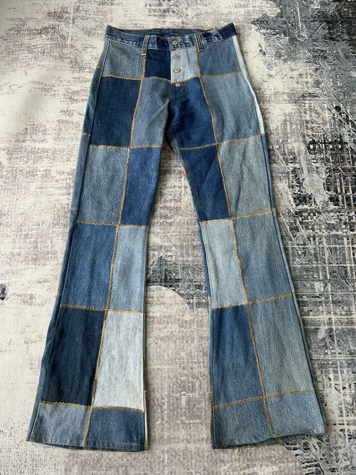 If Six Was Nine Y2k Patchwork Flared Denim Size US 28 / EU 44 - 3 Thumbnail