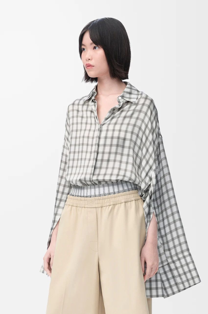 Loewe o1loc1c0525 Shirt In Silk in White/Grey Size S / US 4 / IT 40 - 3 Thumbnail