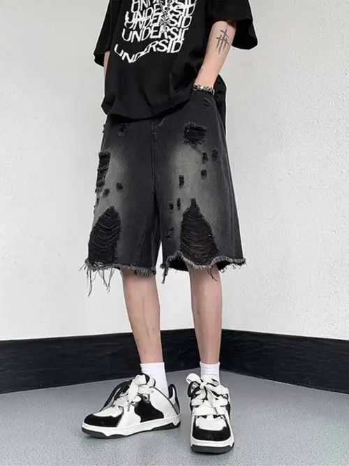 Japanese Brand Retro style loose high street ripped denim shorts Size US 28 / EU 44 - 8 Thumbnail