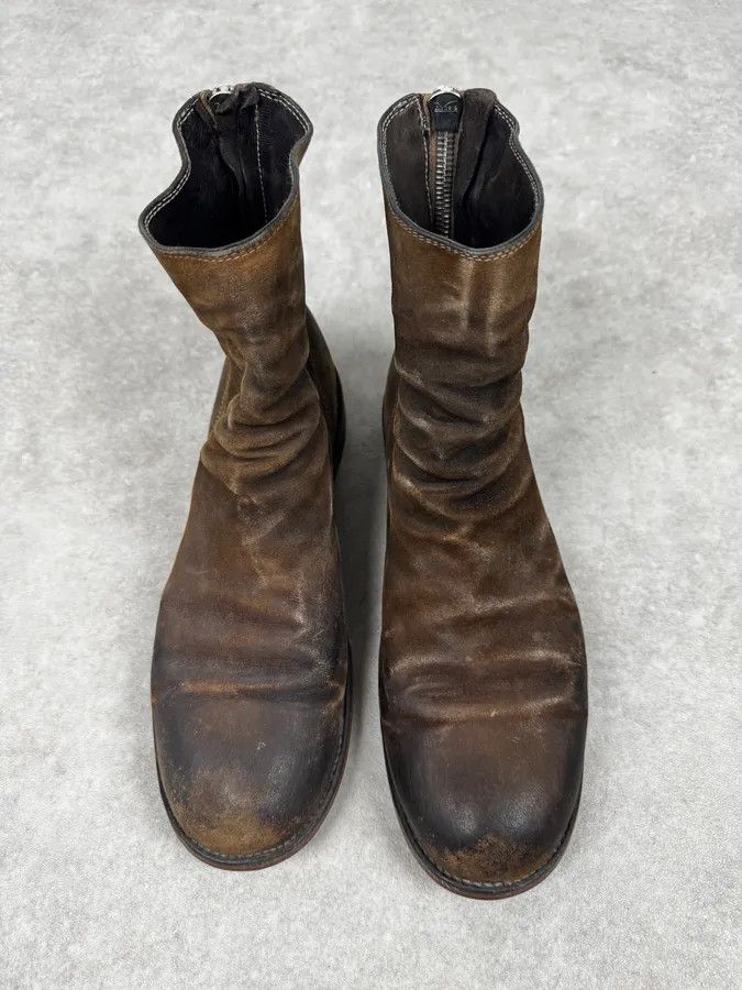 Guidi Guidi Brown Eroded Leather Back Zip Boots Size US 9 / EU 42 - 4 Thumbnail