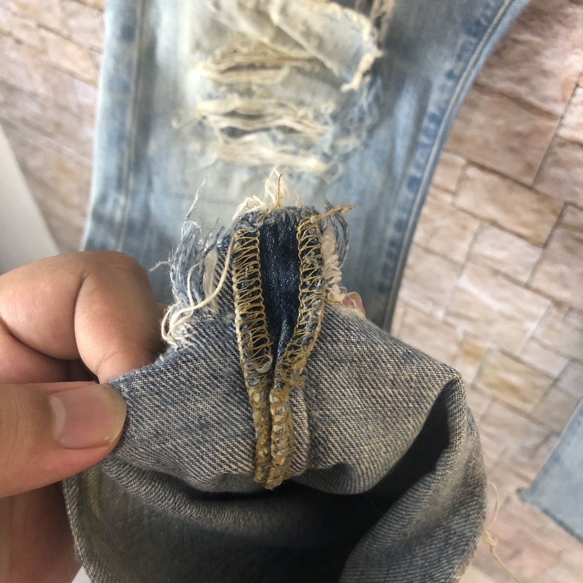 Japanese Brand American Eagle Outfitters Blue Distressed Denim Pants #A57 Size US 29 - 11 Thumbnail