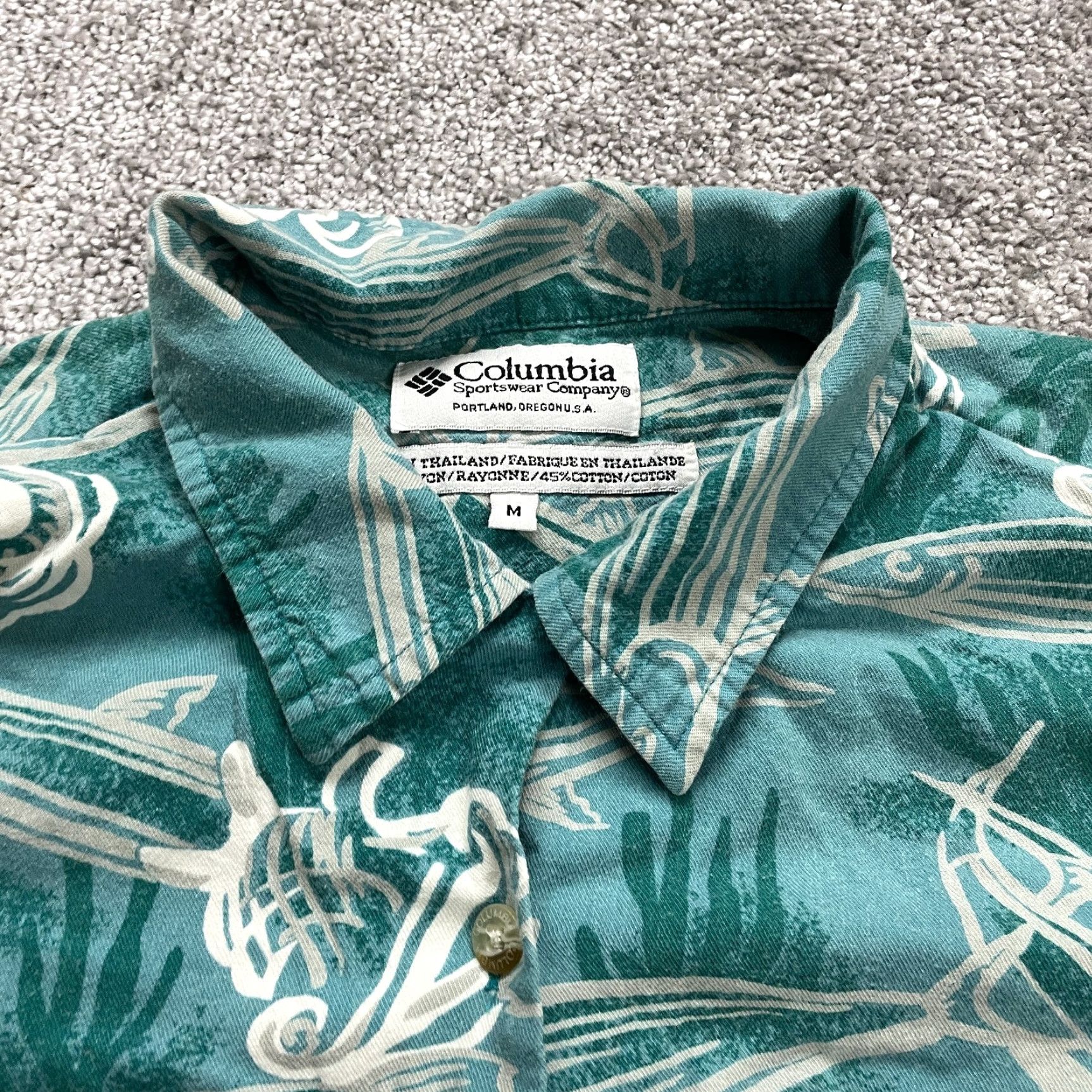 Vintage Columbia Shirt Mens Regular Button-Up Short Sleeve Green Cotton Fishing Logo 44in Chest M Adult Mens Size US M / EU 48-50 / 2 - 3 Thumbnail