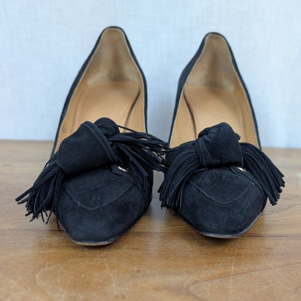 Hermes Hermes Black Suede Fringe Tie Front Heels Size 37 Size US 7 / IT 37 - 9 Thumbnail