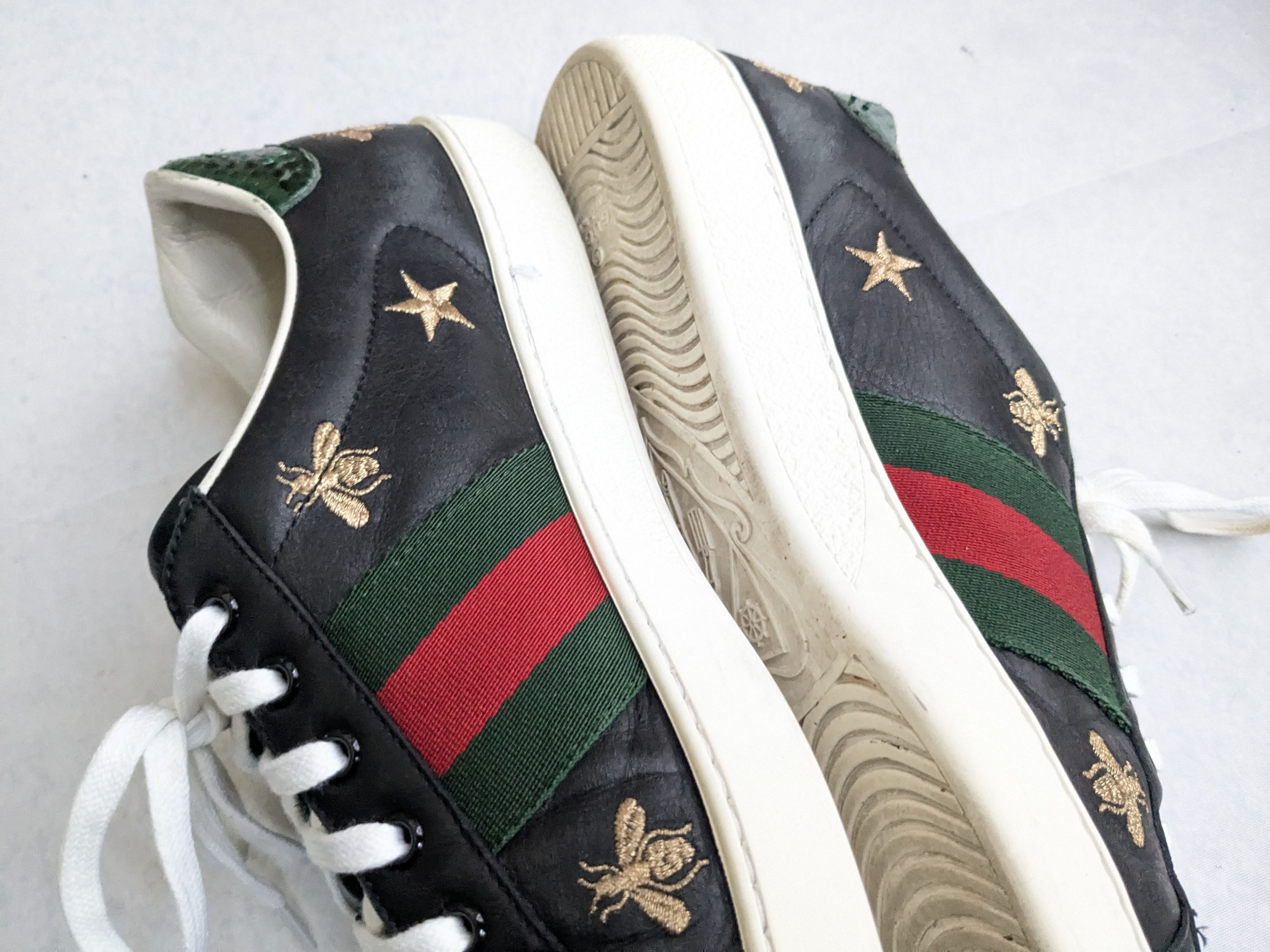 Gucci Gucci Ace Stars Bee Sneakers Black 10.5 Leather Low Size US 10.5 / EU 43-44 - 8 Thumbnail
