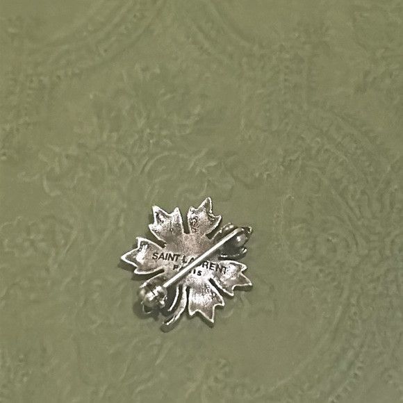 Saint Laurent Paris Saint Laurent Paris Rhinestone Brooch Silver Size ONE SIZE - 3 Thumbnail