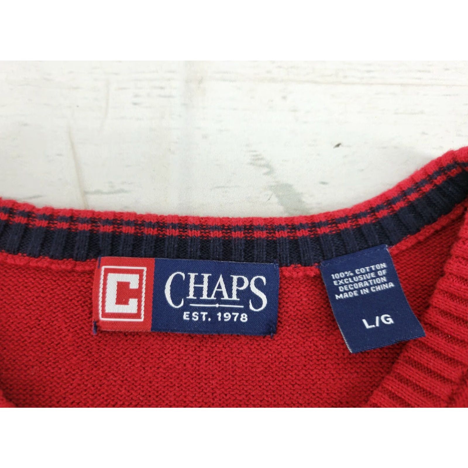 Chaps Chaps Mens Red Solid Cotton Sleeveless V Neck Pullover Sweater Vest Size Large Size US L / EU 52-54 / 3 - 8 Thumbnail