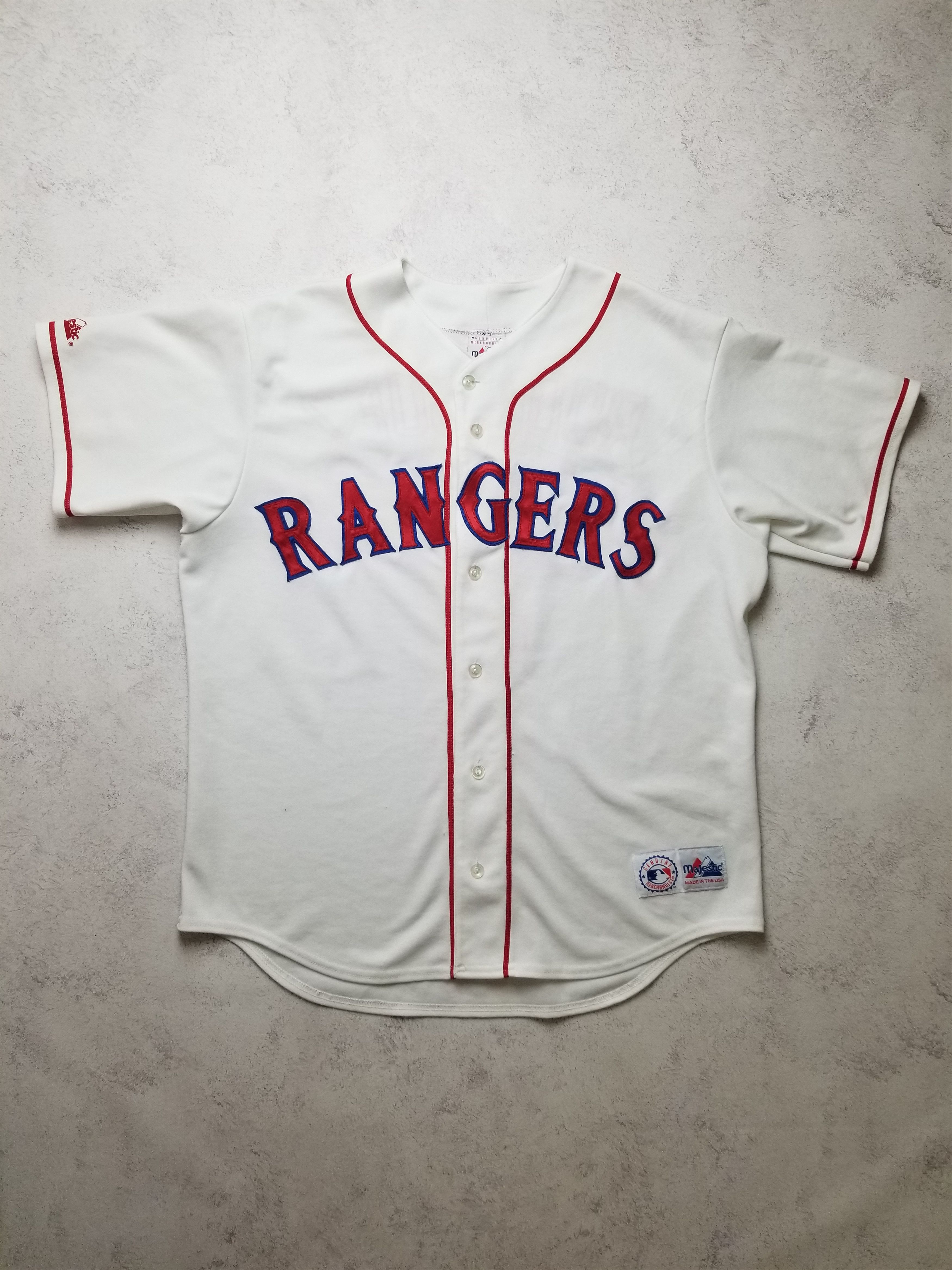 Majestic VTG Rodriguez #7 Texas Rangers Majestic Sewn White Jersey Size US L / EU 52-54 / 3 - 2 Thumbnail