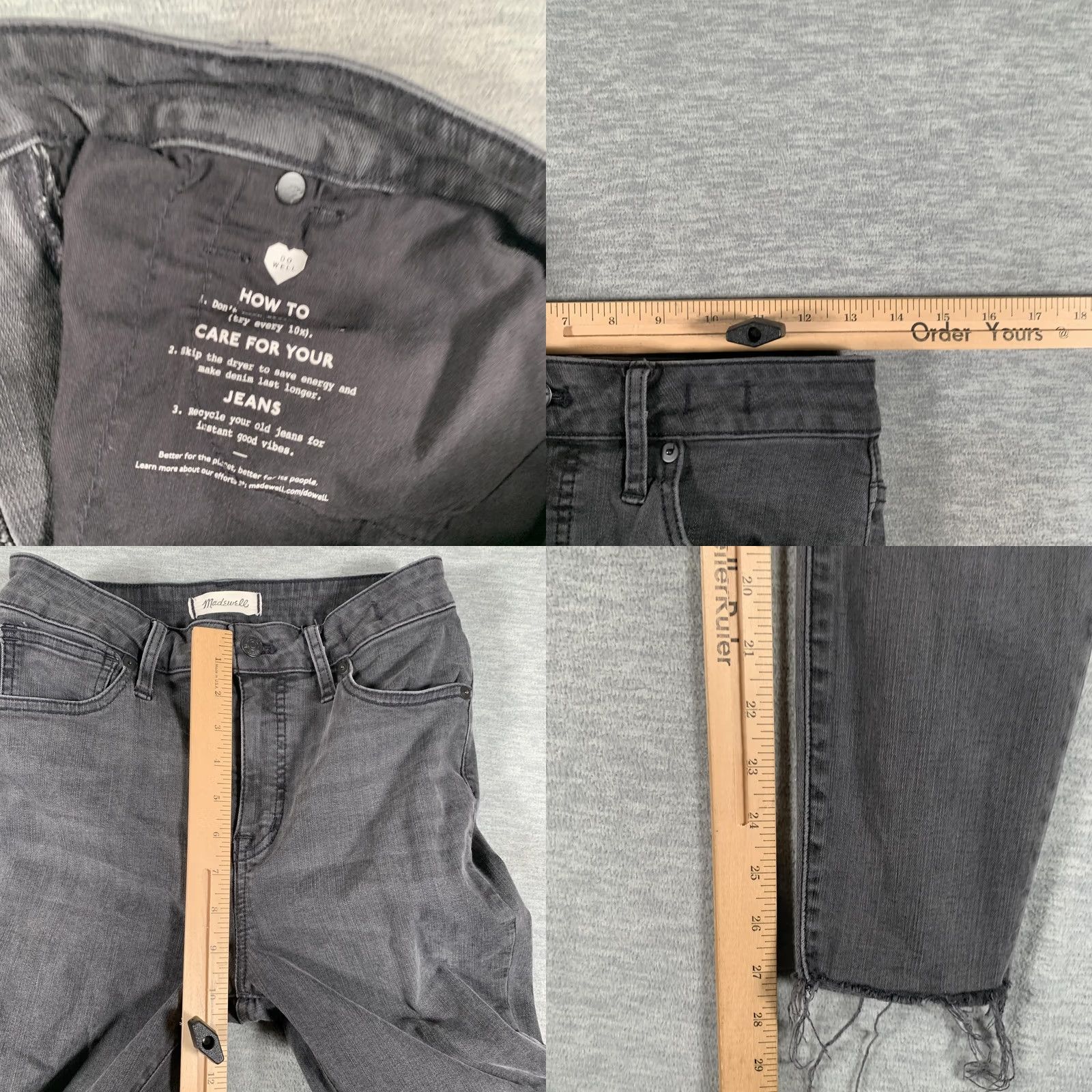 Madewell VINTAGE Madewell Jeans Womens 26 Gray Curvy High Rise Skinny Distressed Raw Hem Denim Size 26" / US 2 / IT 38 - 8 Thumbnail