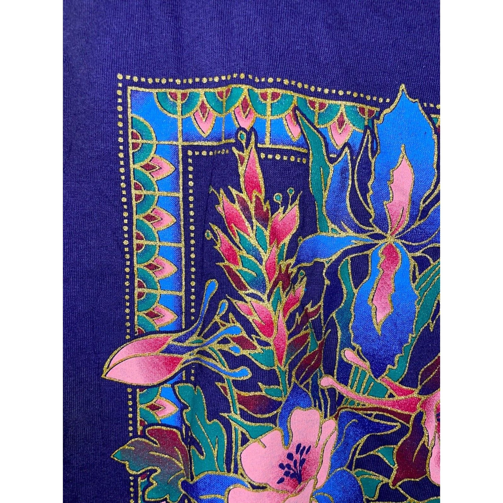 Jerzees Vintage North Dakota Shirt Wild Flowers Purple 90s Tee VTG L Size US L / EU 52-54 / 3 - 5 Thumbnail