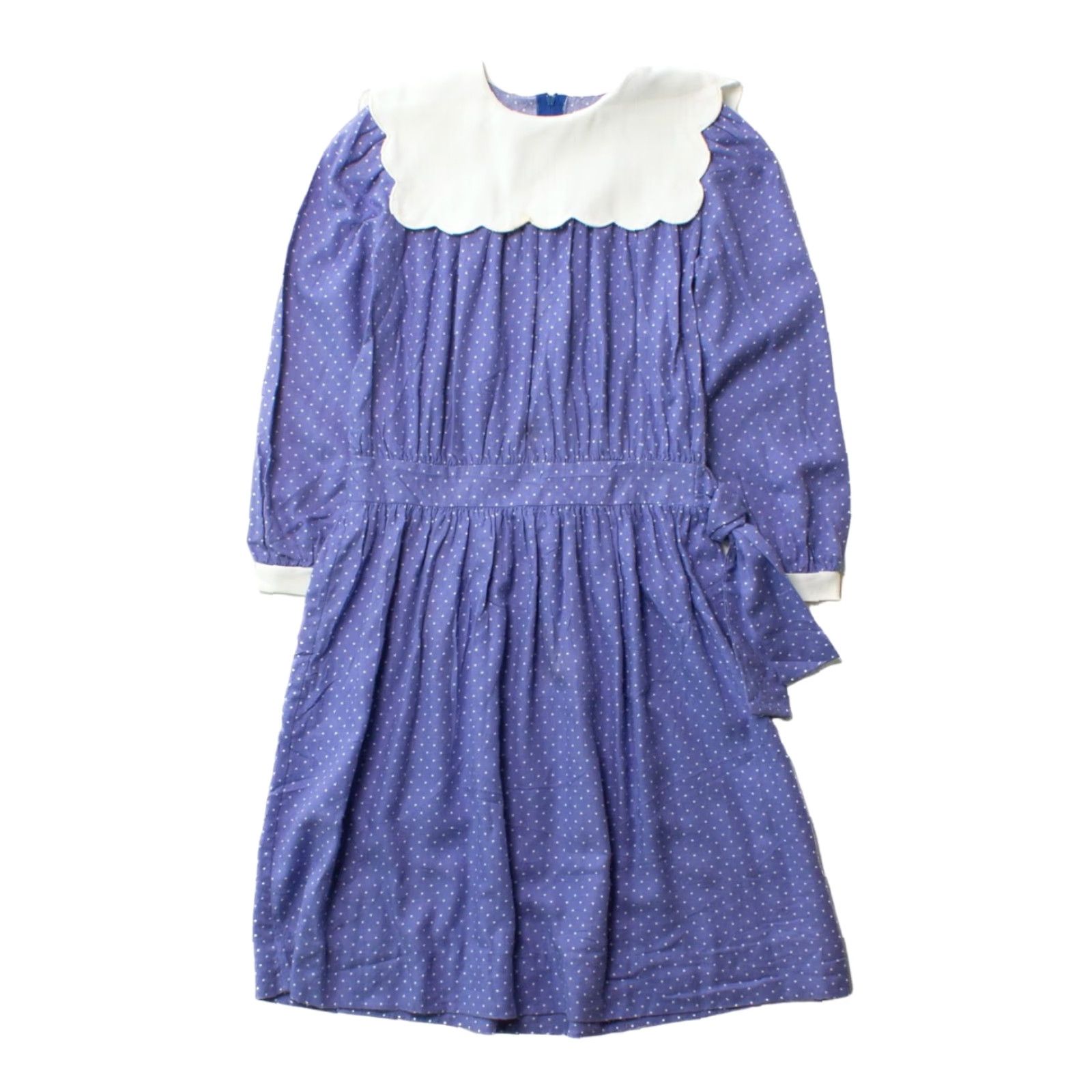 4SDESIGNS VINTAGE Lynley Designs Smock Dress Blue Polka Dot Small 1980s Women’s Womens Dresses Size S / US 4 / IT 40 - 2 Thumbnail