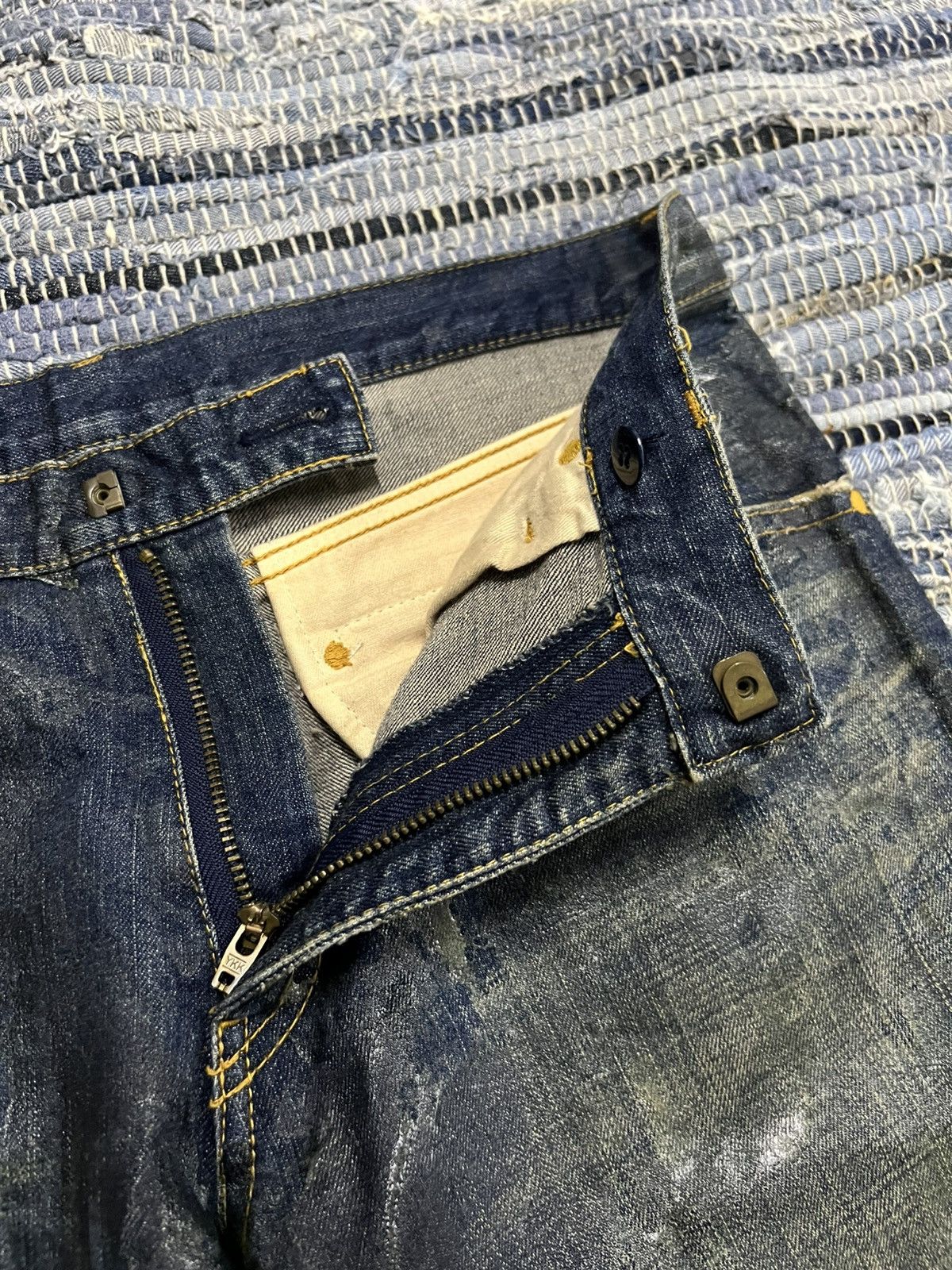 CIVARIZE Designwork 🇯🇵 Dirty Waxed Painter Trompe l'œil Homeless Denim Size US 31 - 6 Thumbnail