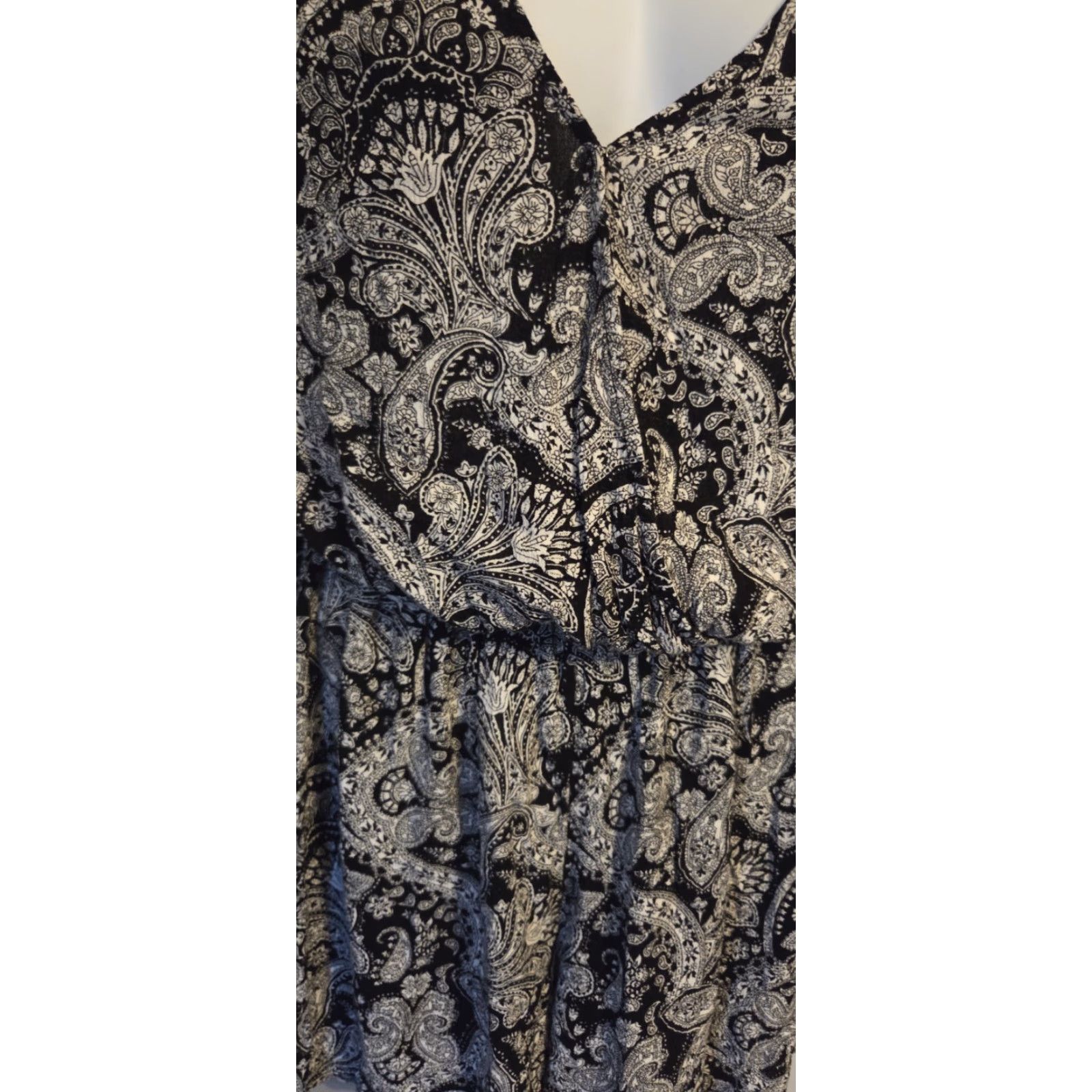 Vintage Terra & Sky Deco Paisley Romper Short Set 1X Black Womens One-Piece Boho Size XL / US 12-14 / IT 48-50 - 5 Thumbnail