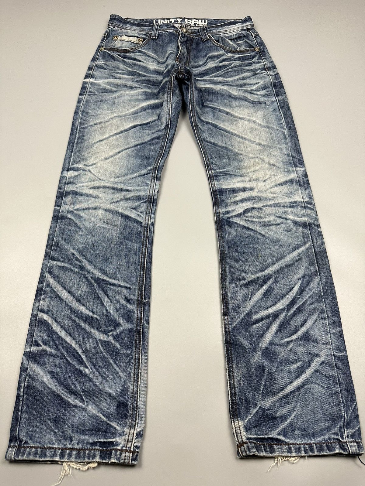 If Six Was Nine × Le Grande Bleu (L.G.B.) Distressed Unity Raw Whiskered Denim Size US 31 - 3 Thumbnail