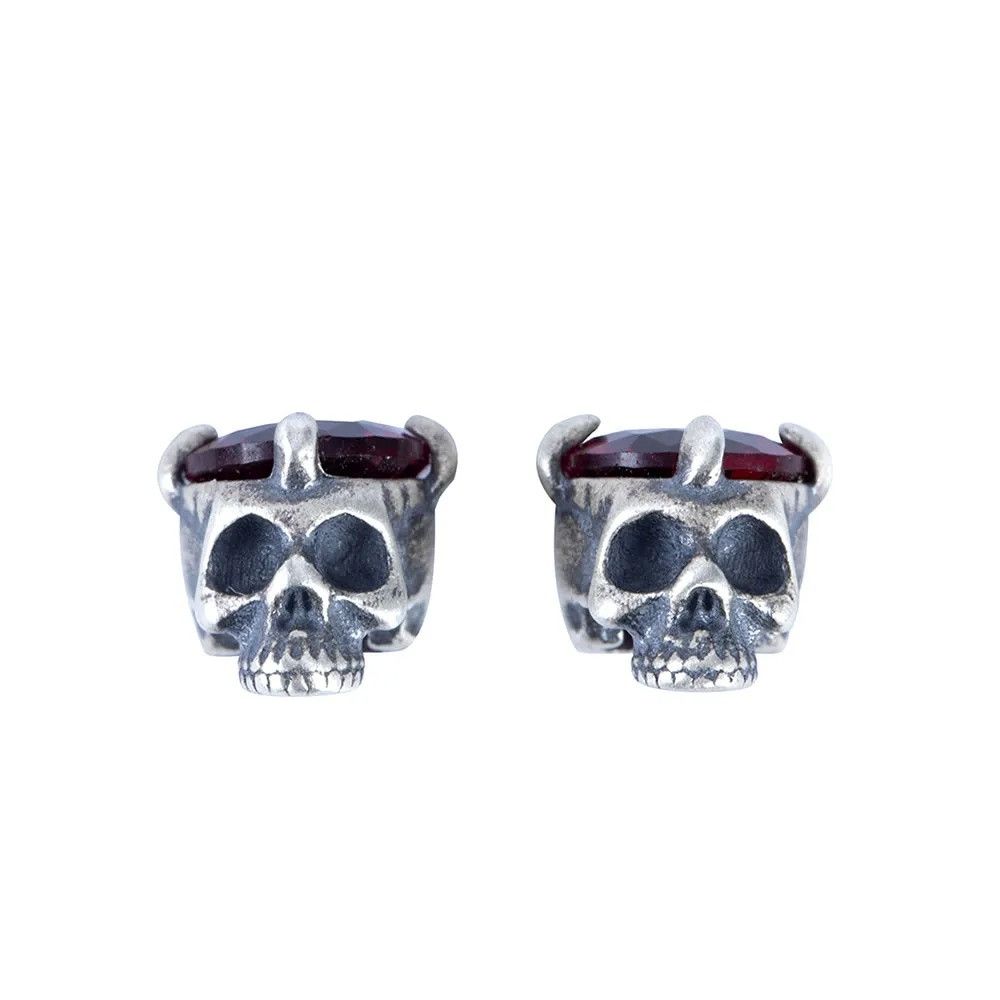 Jewelry Skull Wine Stone Earrings 925 Sterling Silver Jewelry Gift Size ONE SIZE - 5 Thumbnail