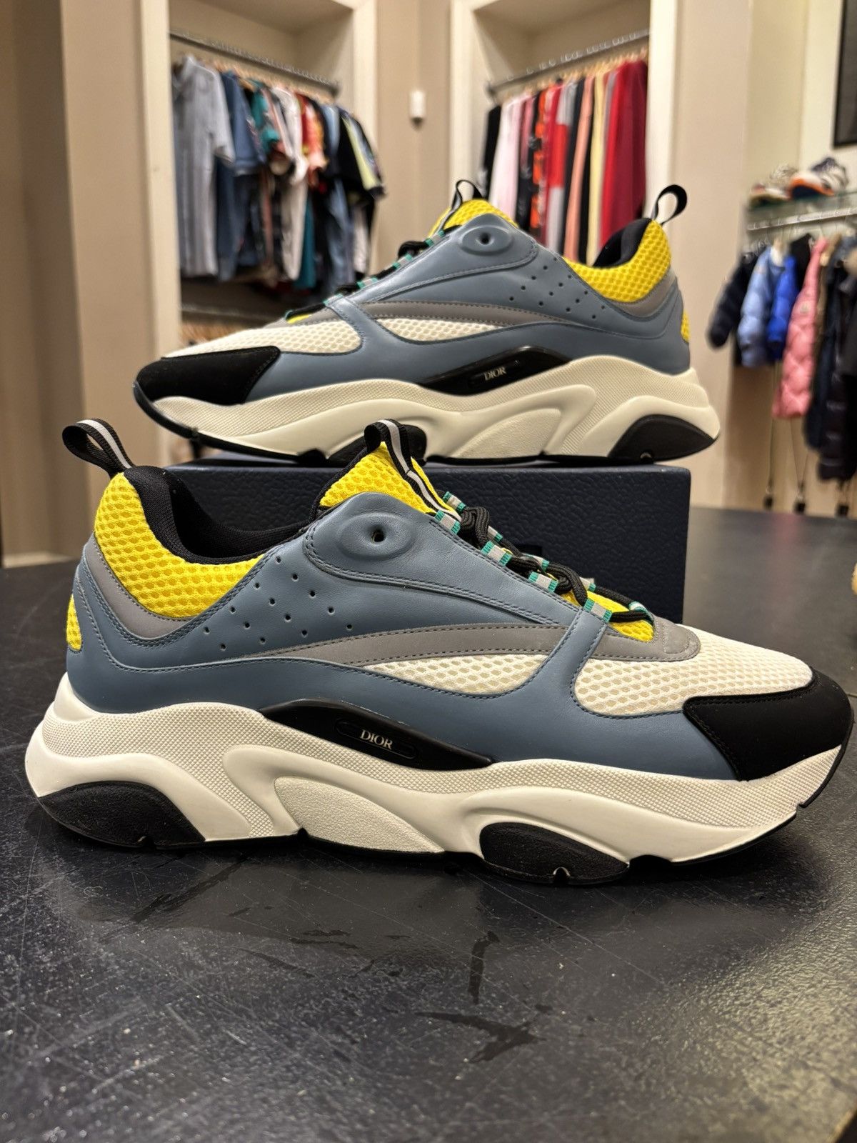 Dior Dior b22 blue yellow sneakers Size US 13 / EU 46 - 1 Thumbnail