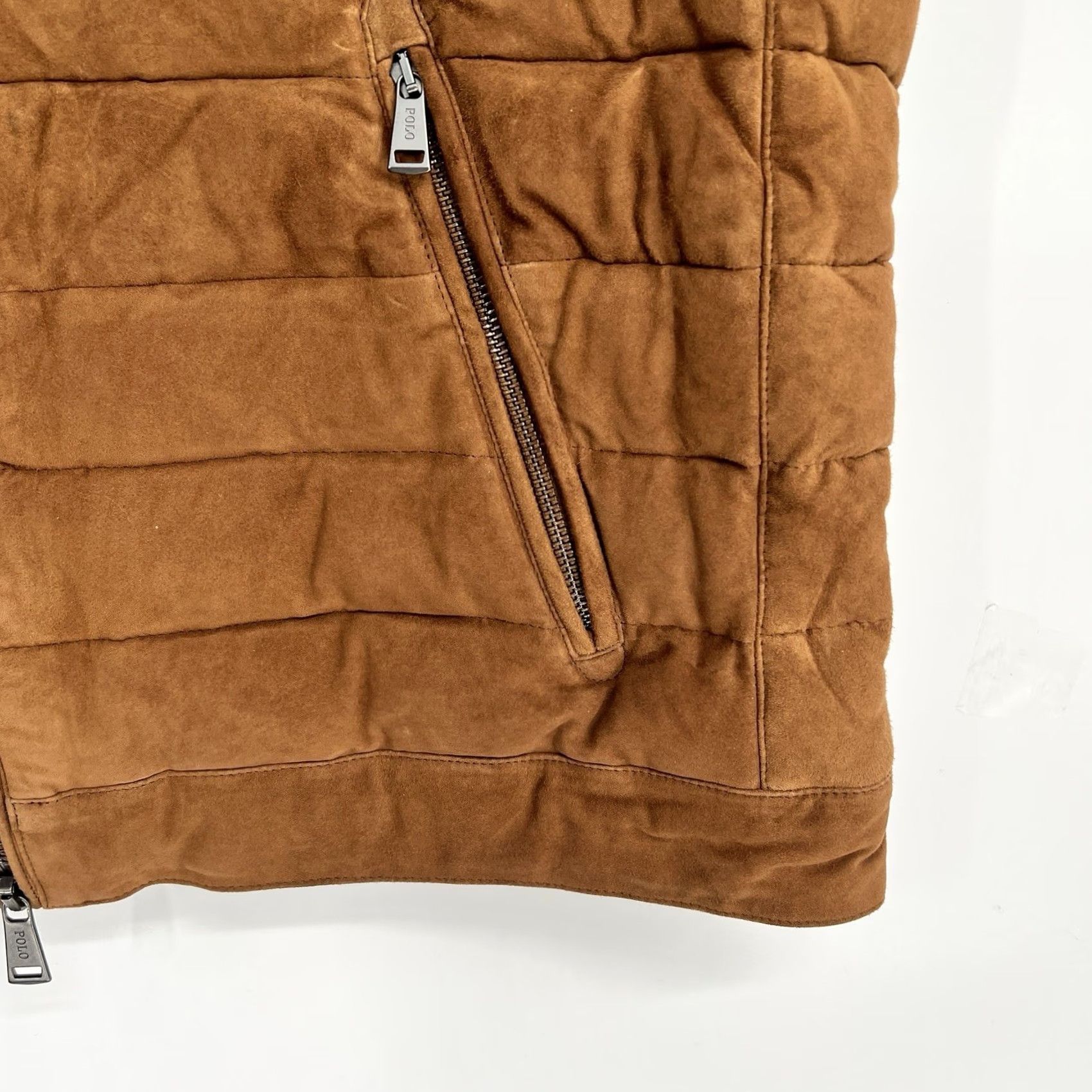 Polo Ralph Lauren VINTAGE Polo Ralph Lauren Vest 2XL Brown Quilted Suede Full Zip Pockets Stand-Up Collar Jacket/Coat Length Mid-Length Mens NWT 898 Size US XXL / EU 58 / 5 - 6 Thumbnail