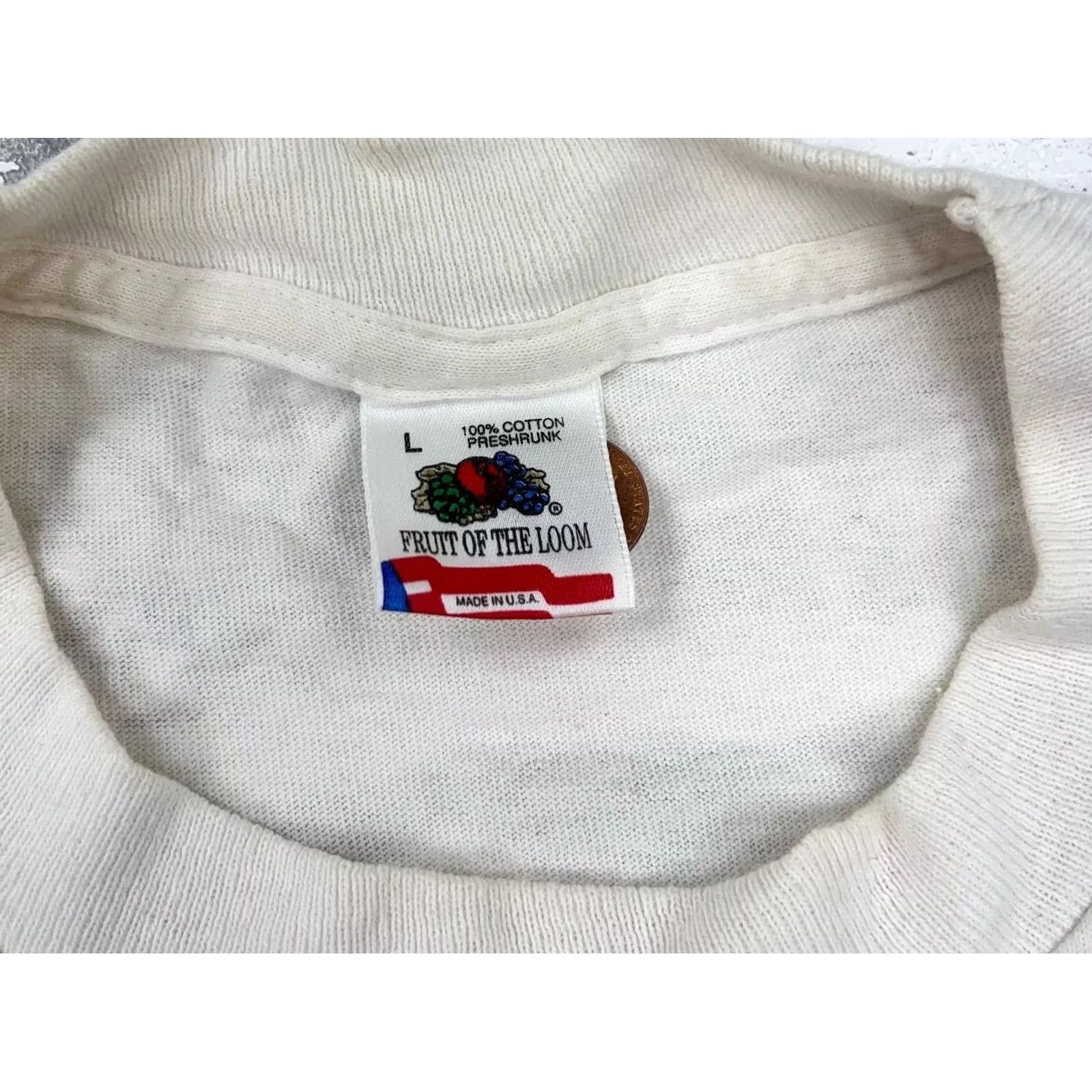 Fruit Of The Loom VINTAGE Desert Storm Shirt Mens L White Tee Single Stitch Thrashed USA 90s Graphic Print Fruit of the Loom Size US L / EU 52-54 / 3 - 3 Thumbnail