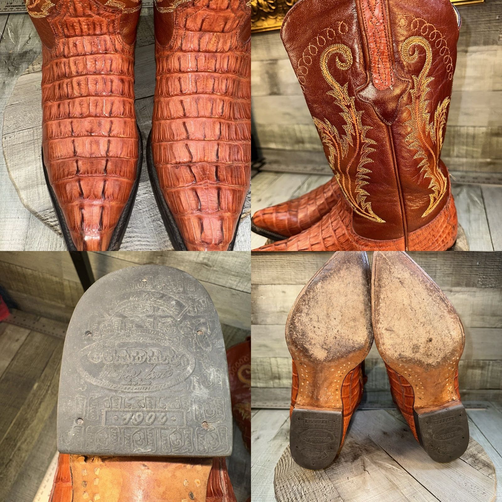 Vintage VINTAGE Cuadra Wild West Caiman Belly Cowboy Boots Men’s 8 USA Brown Leather Western USA 1904 Mens Boots Size US 8 / EU 41 - 8 Thumbnail