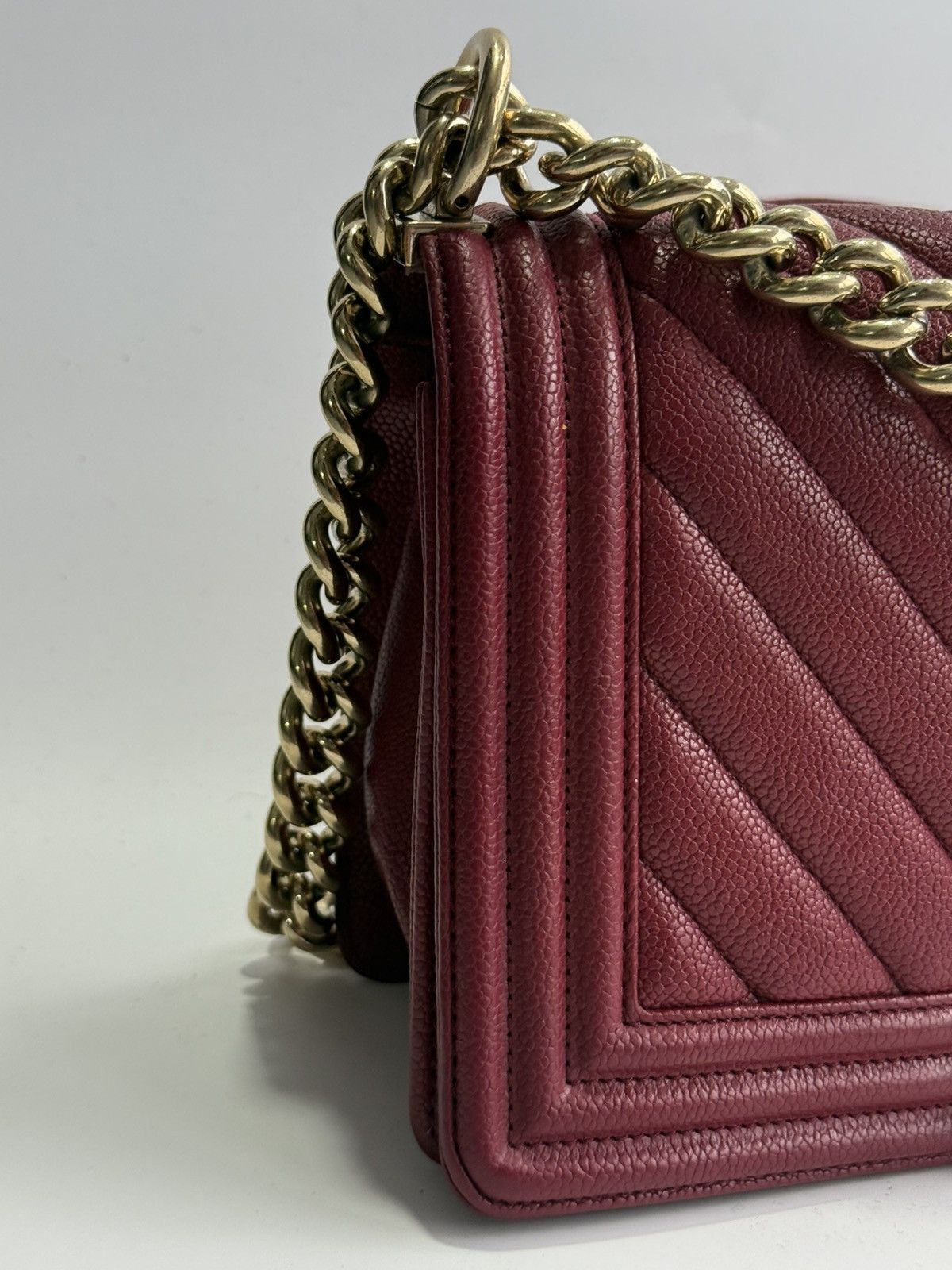 Chanel Chanel - Chevron LeBoy Maroon GHW Bag Size ONE SIZE - 3 Thumbnail