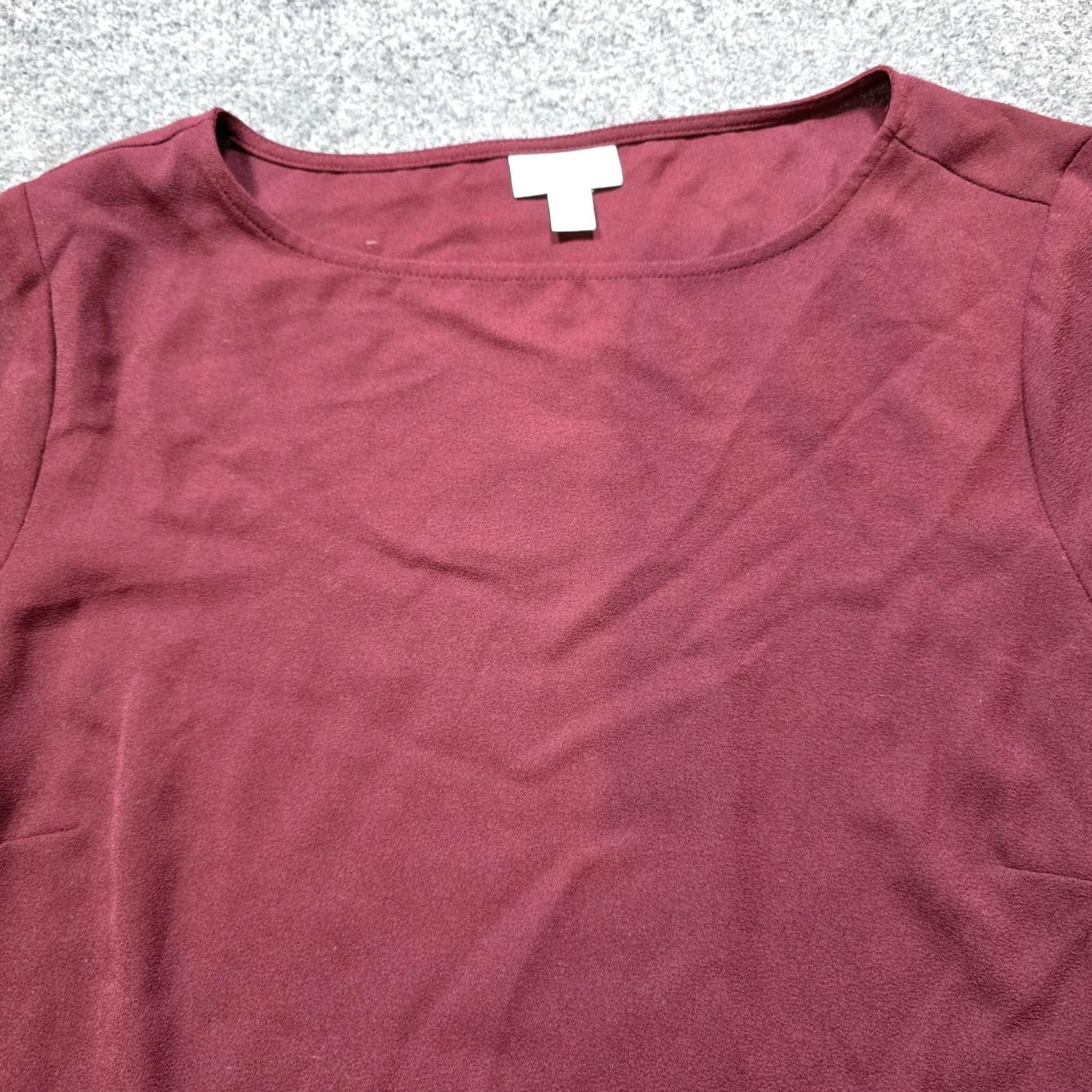 J. Jill J Jill Top Blouse Womens Medium Red Burgundy Ruffle Hem 3/4 Sleeve Modest Casual Career Shirt Size M / US 6-8 / IT 42-44 - 2 Thumbnail