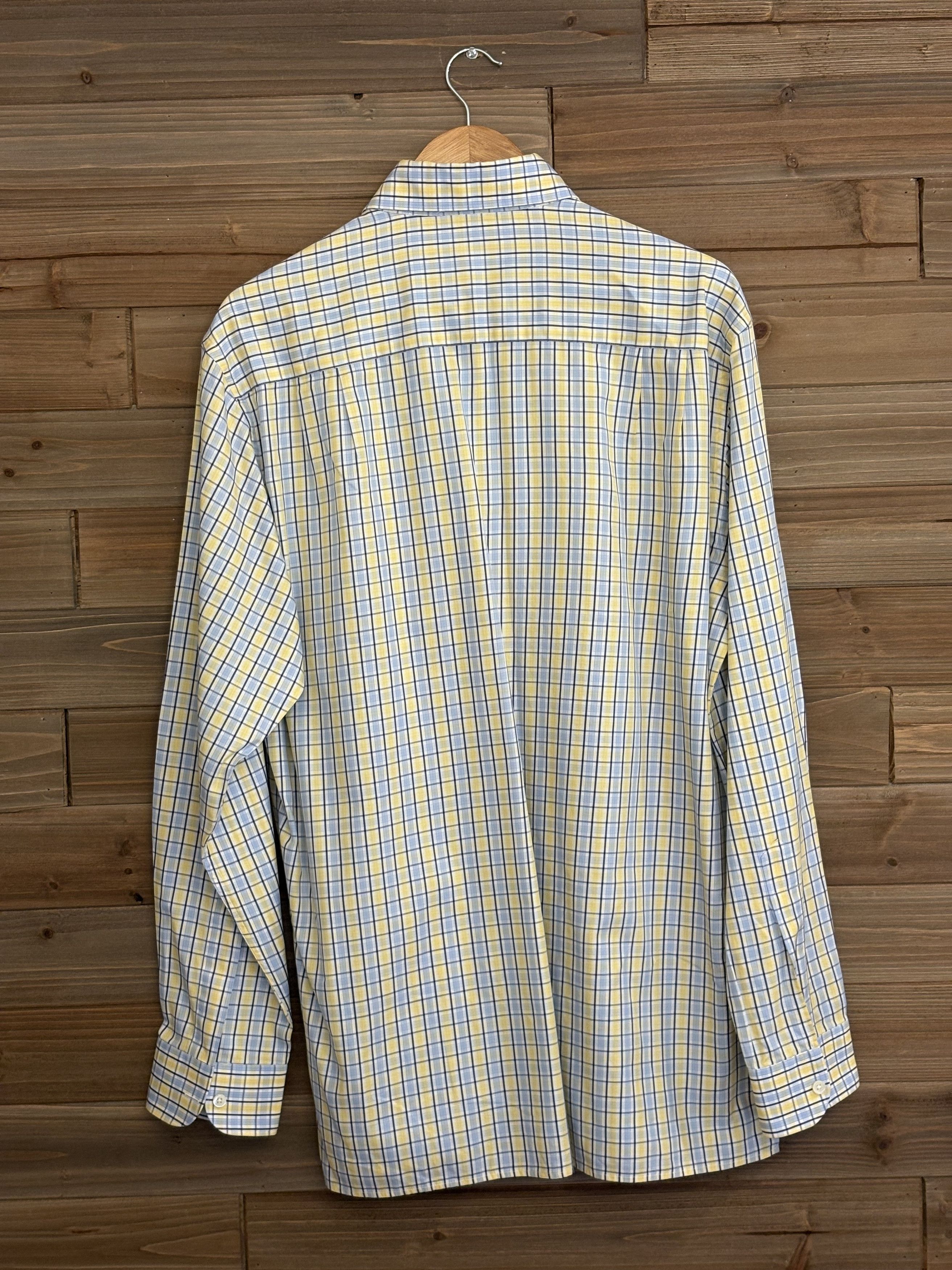 Ermenegildo Zegna Ermenegildo Zegna Men’s L Yellow Checkered Button Down Size US L / EU 52-54 / 3 - 2 Thumbnail