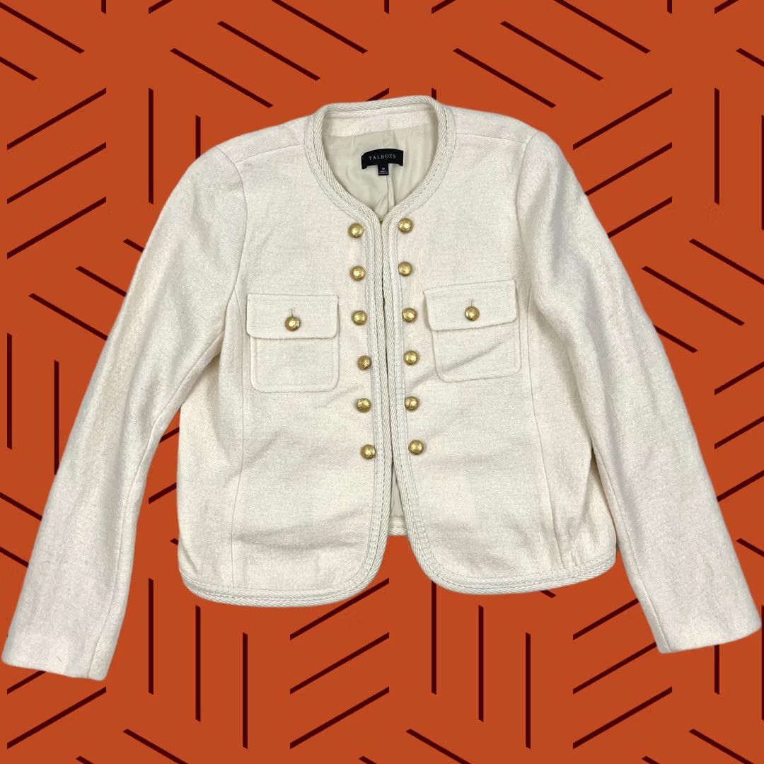Talbots Talbots Blazer Jacket Womens Size 10 Ivory White Wool Gold Buttons Career Church Websites: N/A Size L / US 10 / IT 46 - 1 Thumbnail